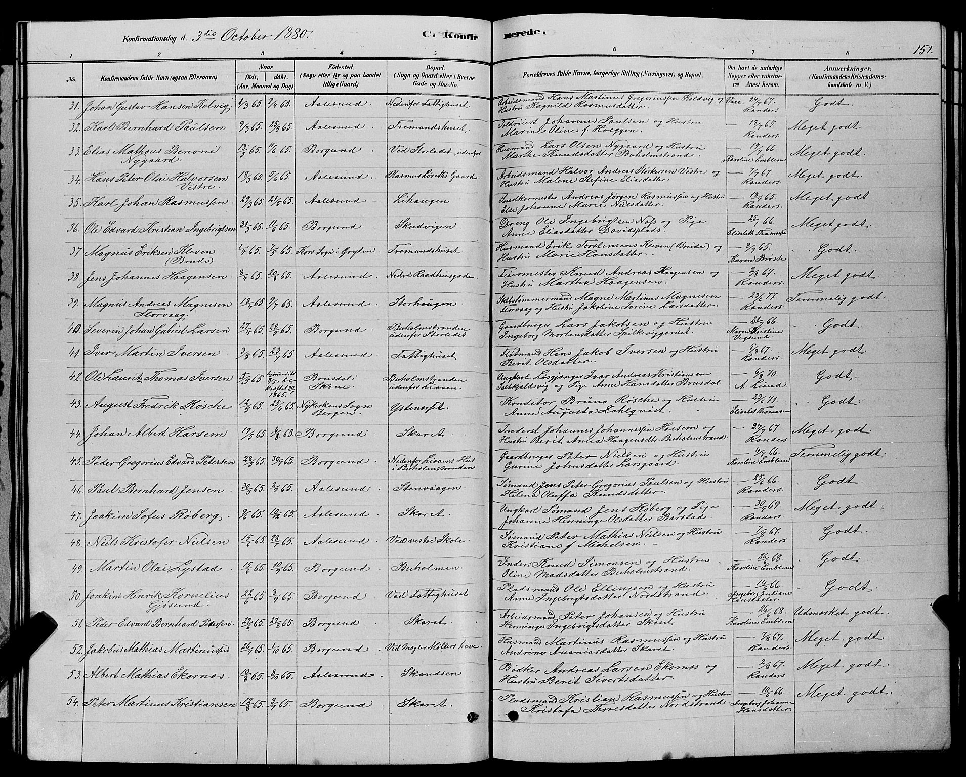 Ministerialprotokoller, klokkerbøker og fødselsregistre - Møre og Romsdal, AV/SAT-A-1454/529/L0466: Parish register (copy) no. 529C03, 1878-1888, p. 151