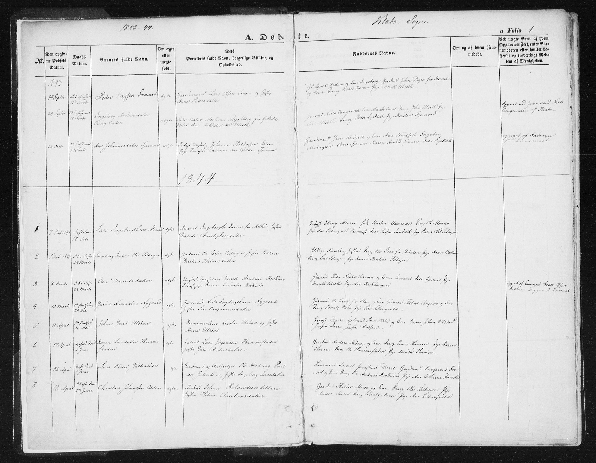 Ministerialprotokoller, klokkerbøker og fødselsregistre - Sør-Trøndelag, SAT/A-1456/618/L0441: Parish register (official) no. 618A05, 1843-1862, p. 1