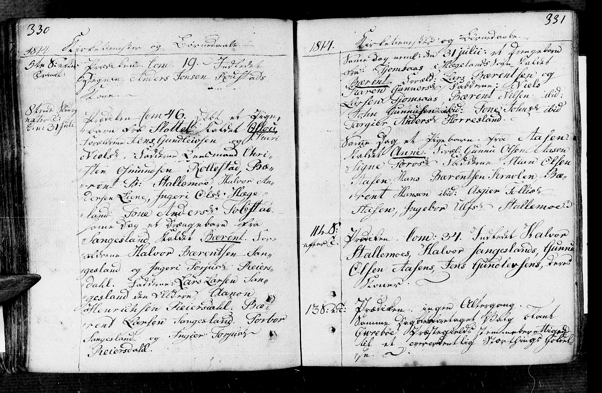 Vennesla sokneprestkontor, AV/SAK-1111-0045/Fa/Fac/L0002: Parish register (official) no. A 2, 1785-1834, p. 330-331