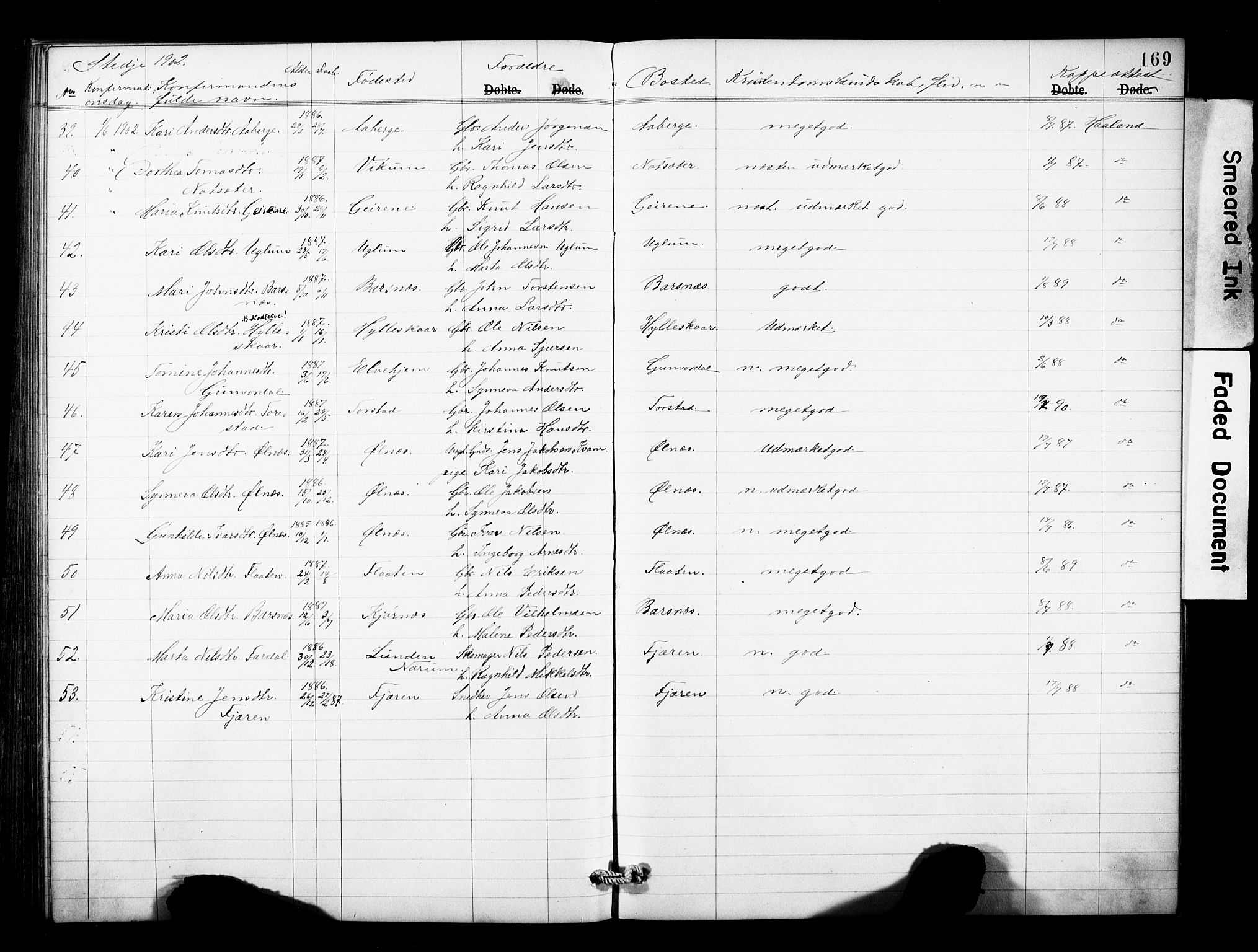 Sogndal sokneprestembete, AV/SAB-A-81301/H/Hab/Haba/L0001: Parish register (copy) no. A 1, 1887-1907, p. 169