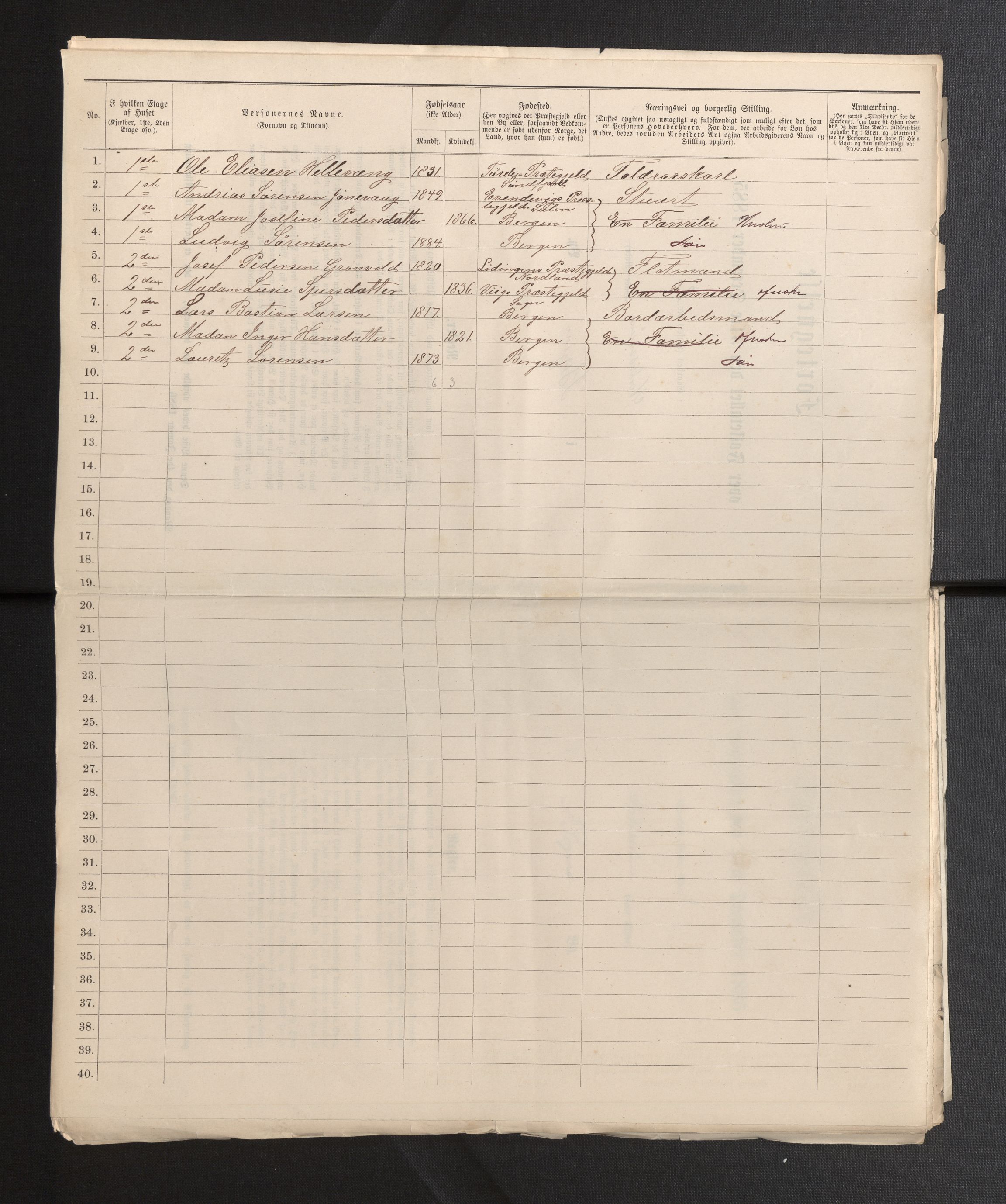 SAB, 1885 census for 1301 Bergen, 1885, p. 4375