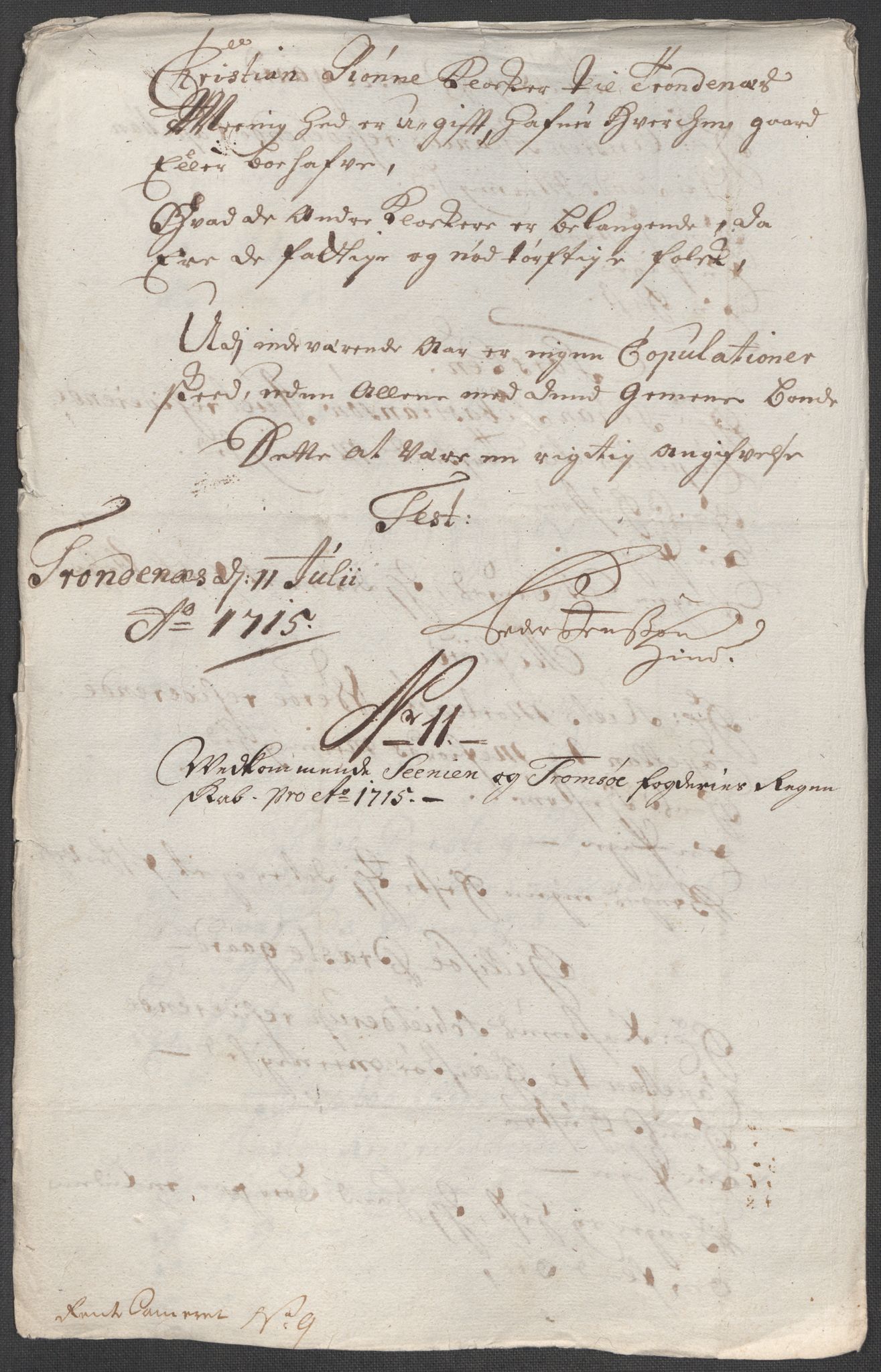 Rentekammeret inntil 1814, Reviderte regnskaper, Fogderegnskap, RA/EA-4092/R68/L4761: Fogderegnskap Senja og Troms, 1715, p. 103