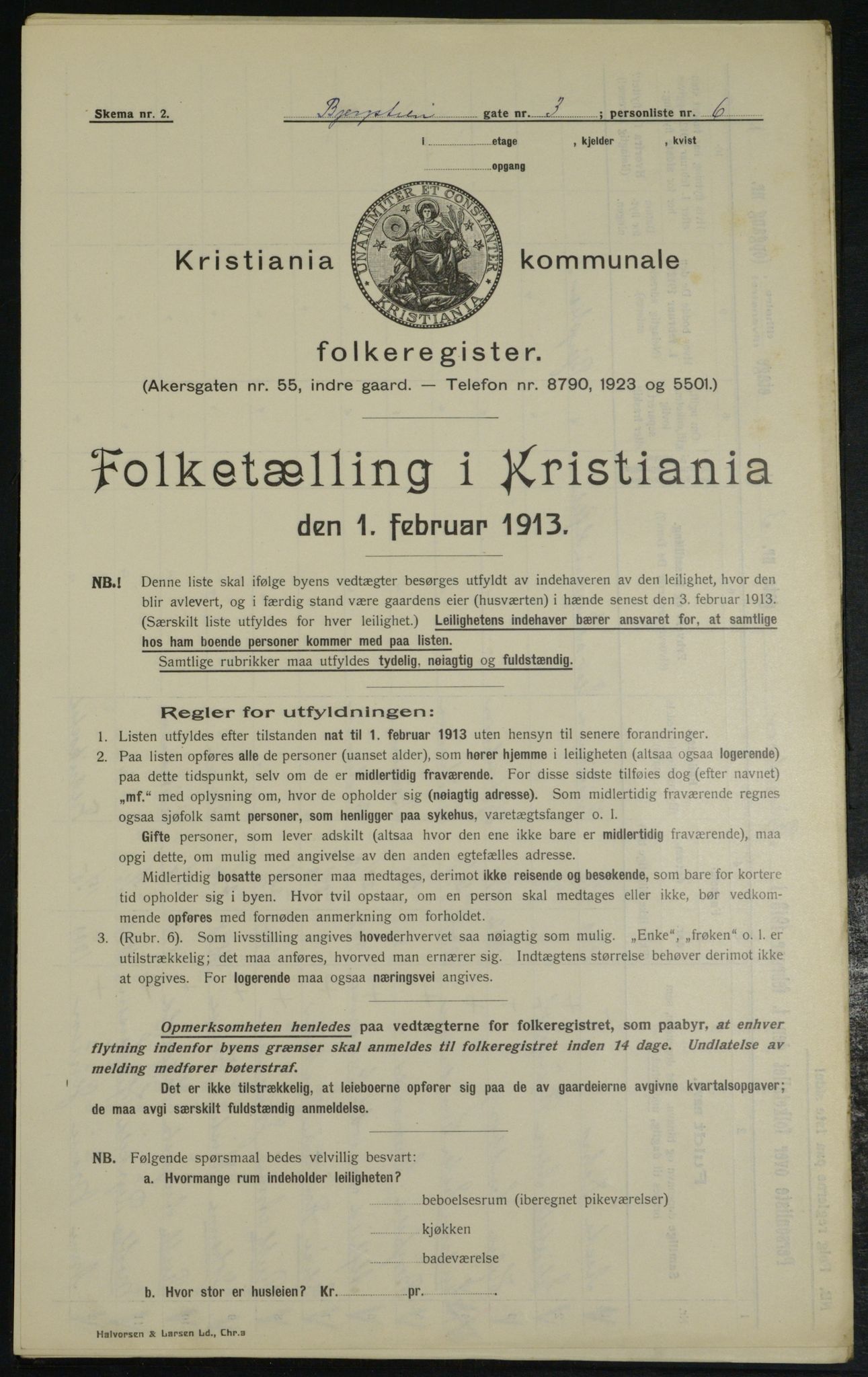 OBA, Municipal Census 1913 for Kristiania, 1913, p. 4186