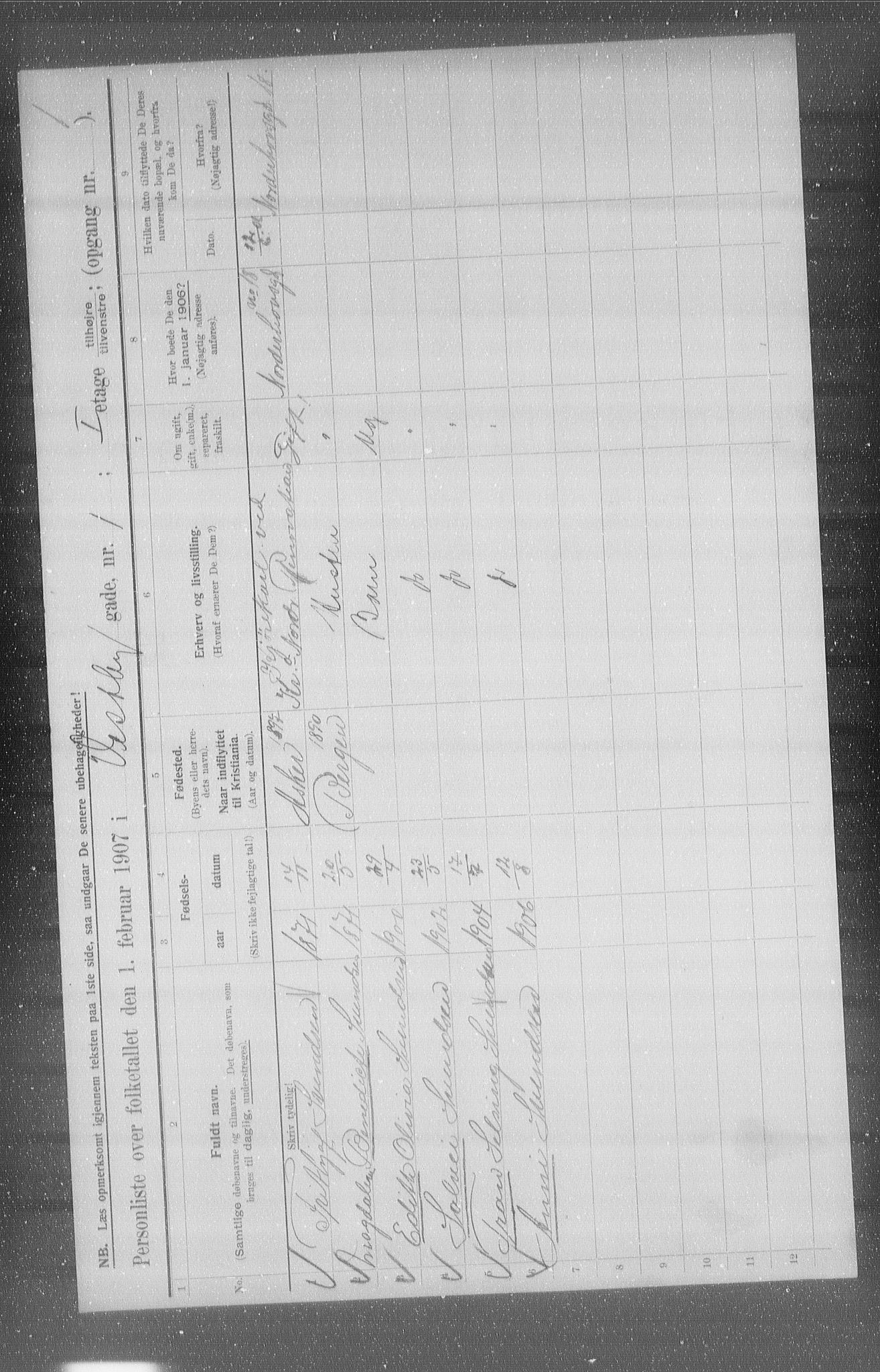 OBA, Municipal Census 1907 for Kristiania, 1907, p. 62207