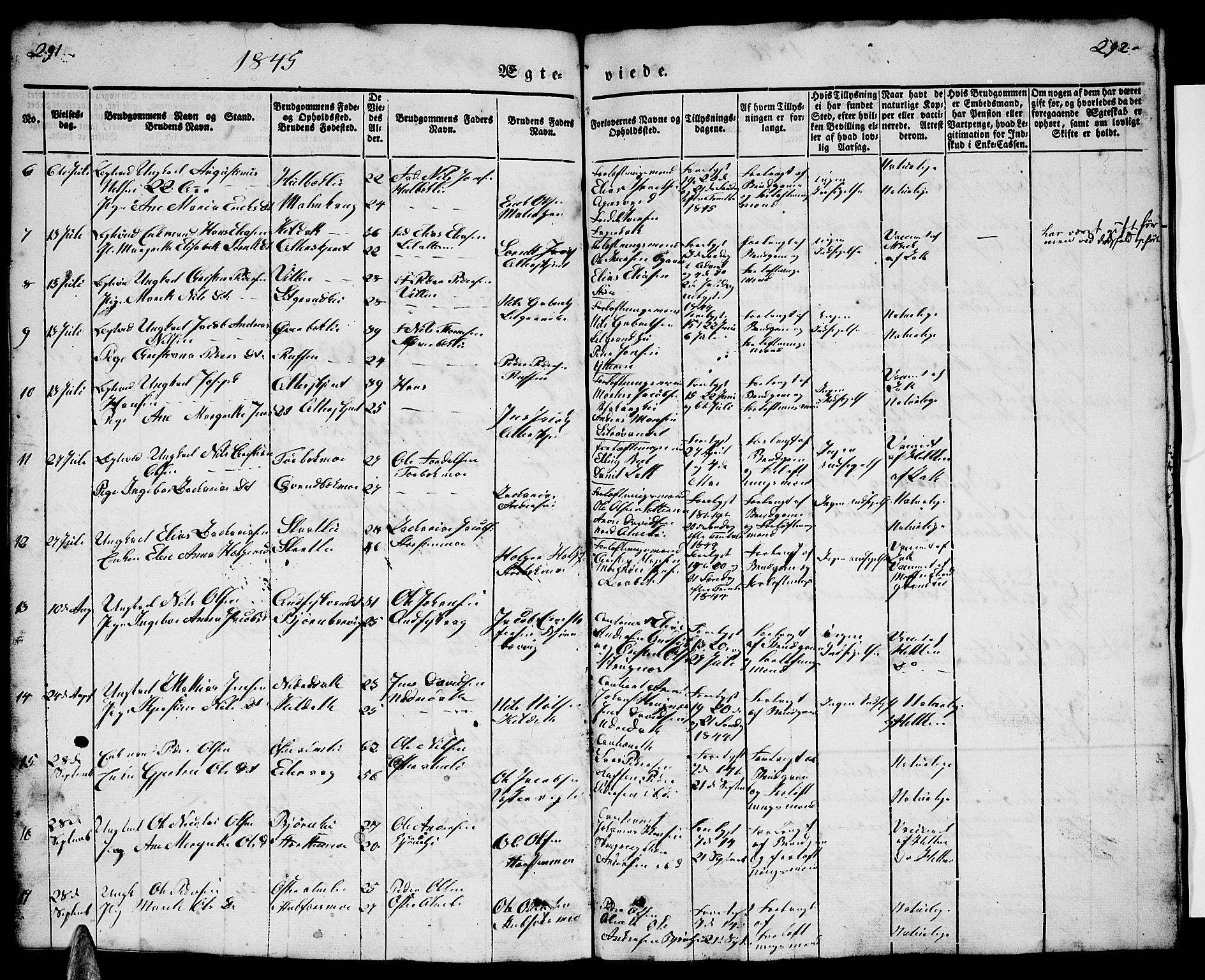 Ministerialprotokoller, klokkerbøker og fødselsregistre - Nordland, AV/SAT-A-1459/827/L0413: Parish register (copy) no. 827C02, 1842-1852, p. 291-292