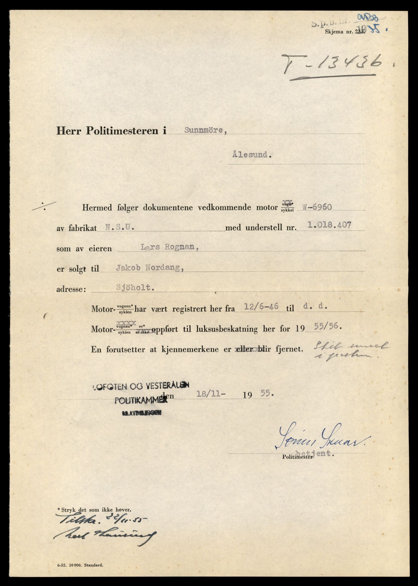 Møre og Romsdal vegkontor - Ålesund trafikkstasjon, AV/SAT-A-4099/F/Fe/L0039: Registreringskort for kjøretøy T 13361 - T 13530, 1927-1998, p. 1277