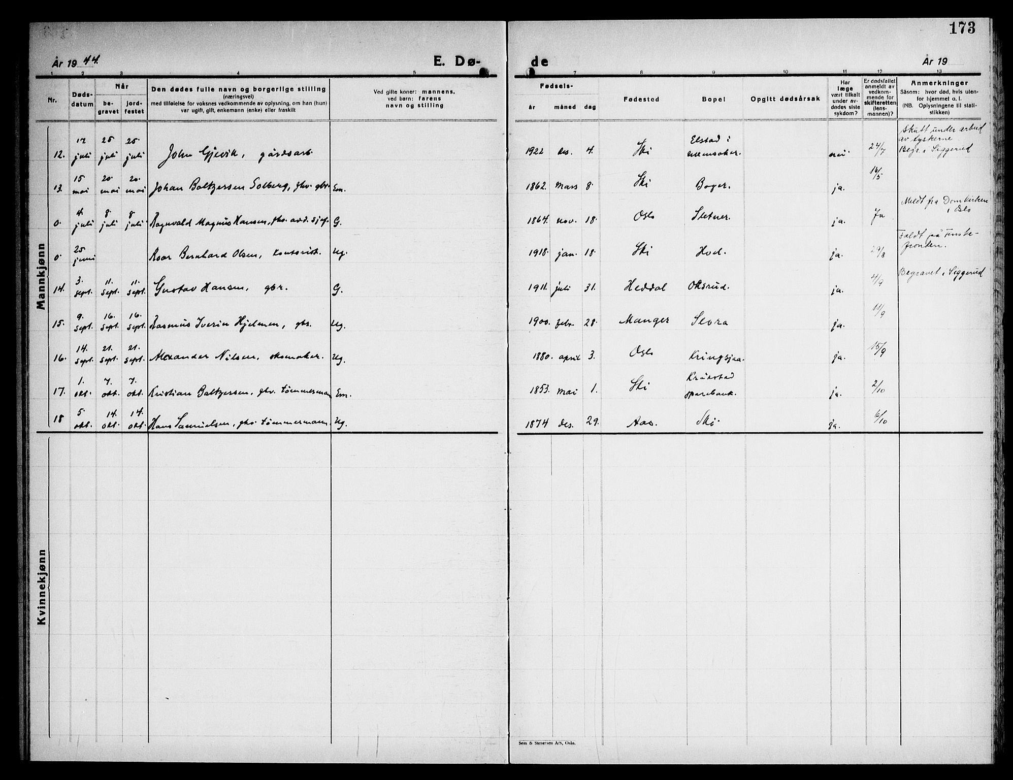 Kråkstad prestekontor Kirkebøker, AV/SAO-A-10125a/G/Gb/L0003: Parish register (copy) no. II 3, 1942-1948, p. 173