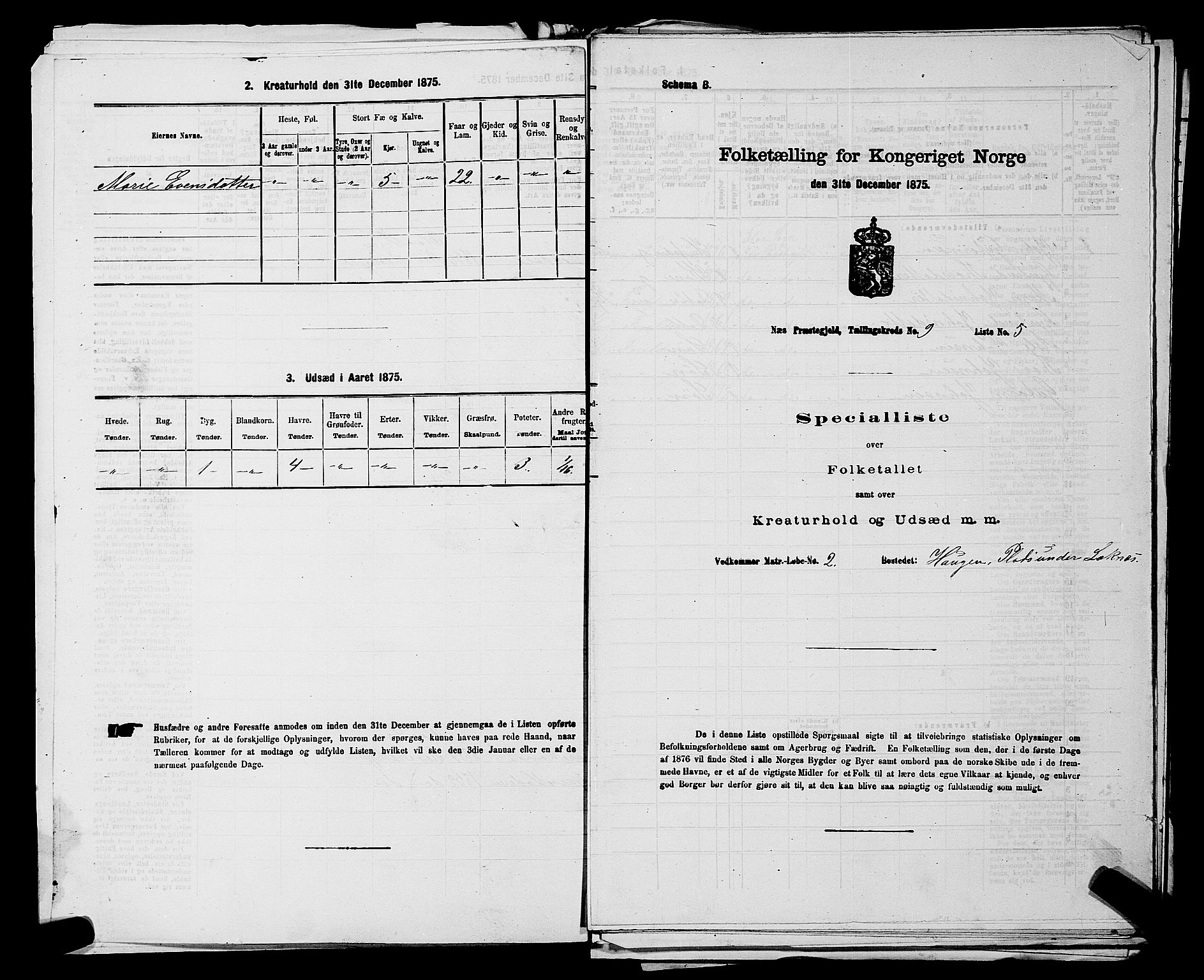 SAKO, 1875 census for 0616P Nes, 1875, p. 1414