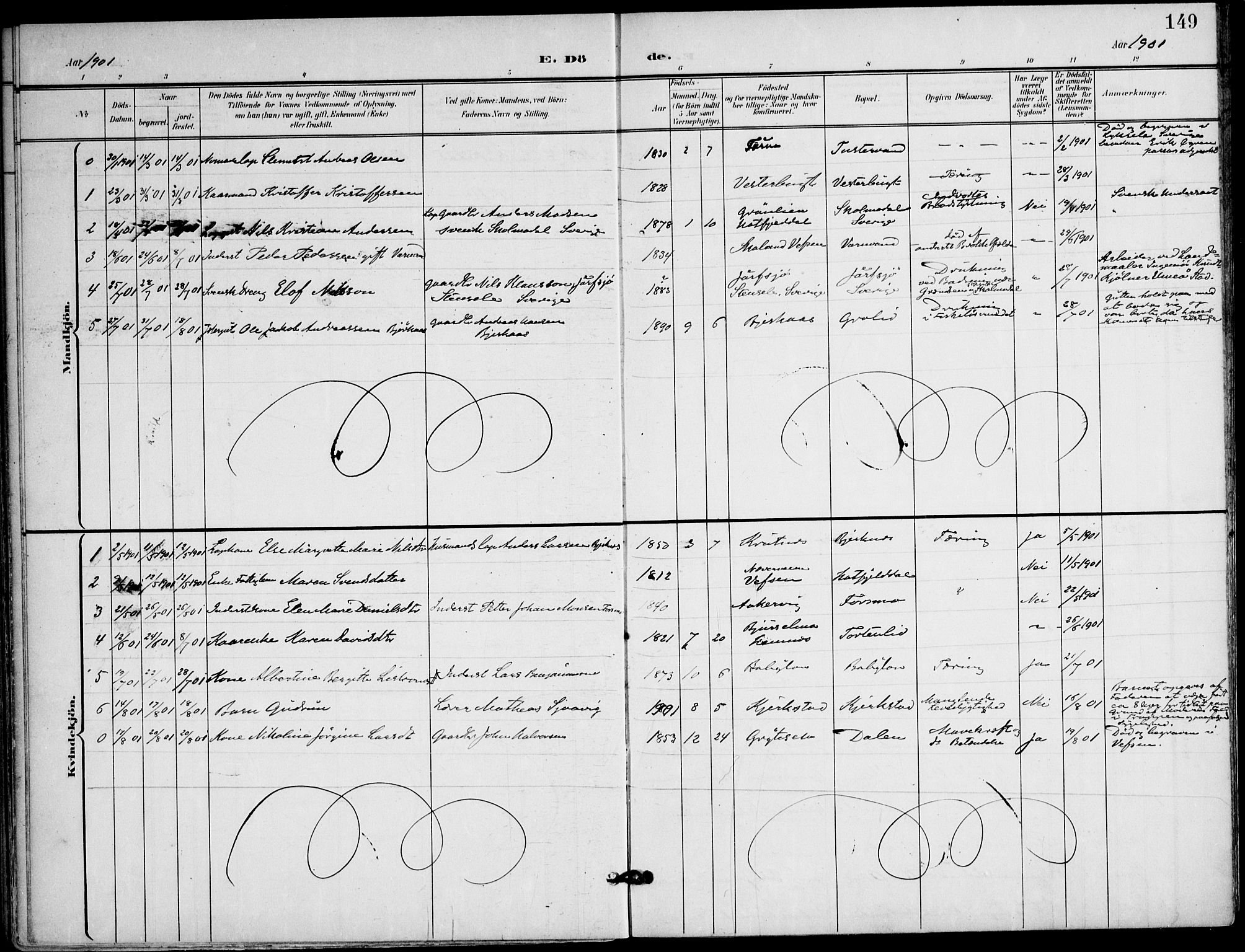 Ministerialprotokoller, klokkerbøker og fødselsregistre - Nordland, AV/SAT-A-1459/823/L0326: Parish register (official) no. 823A03, 1899-1919, p. 149