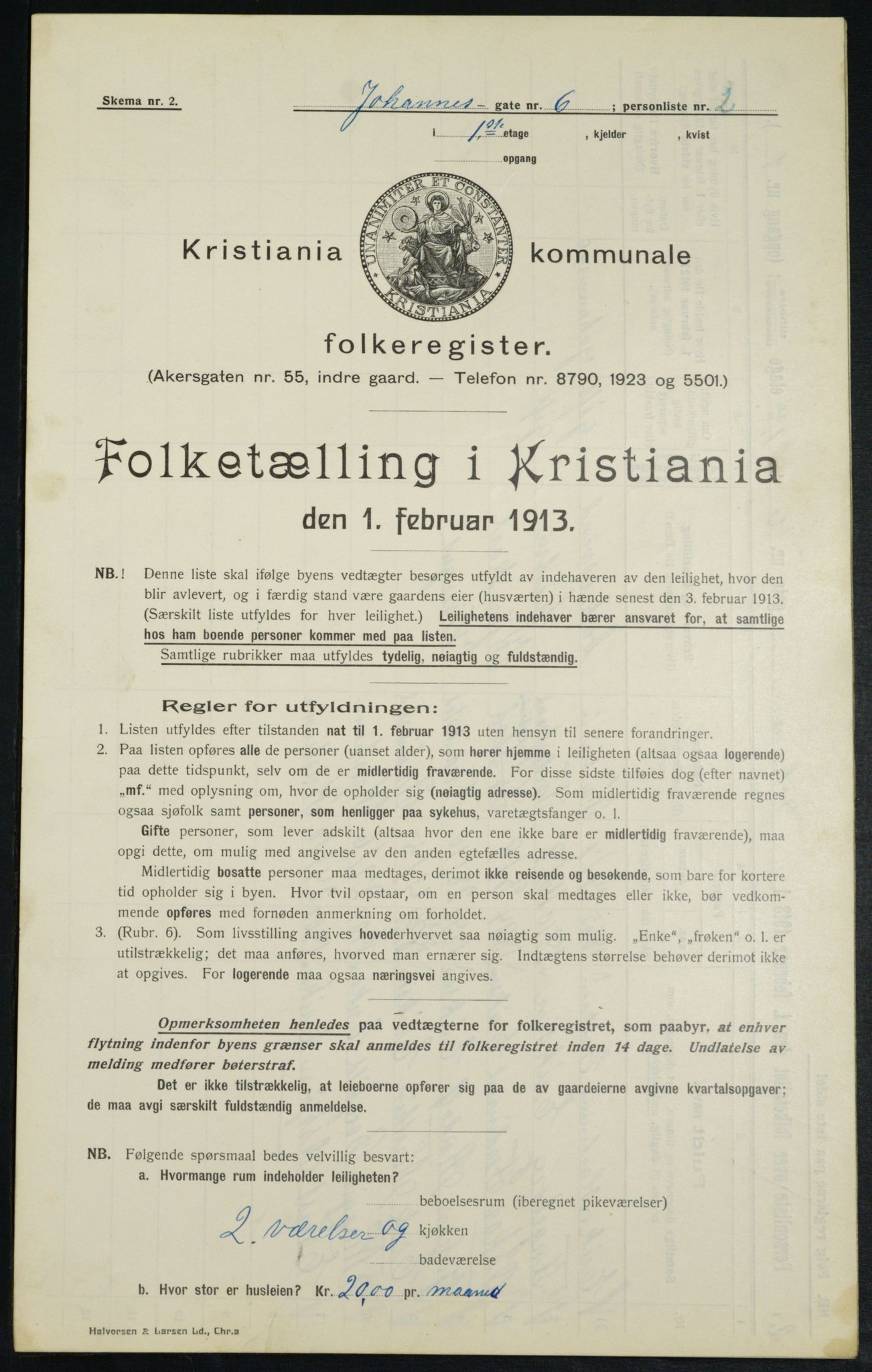 OBA, Municipal Census 1913 for Kristiania, 1913, p. 46921