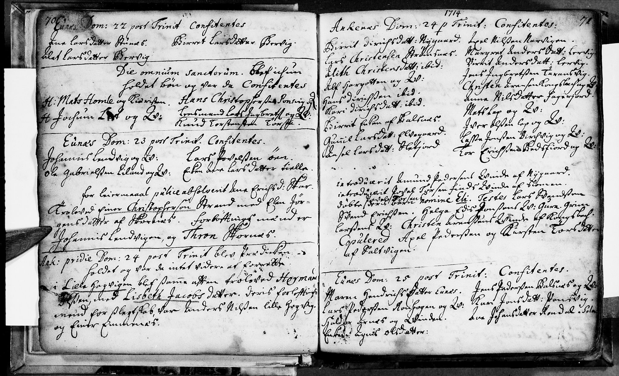 Ministerialprotokoller, klokkerbøker og fødselsregistre - Nordland, AV/SAT-A-1459/863/L0890: Parish register (official) no. 863A02, 1714-1732, p. 70-71