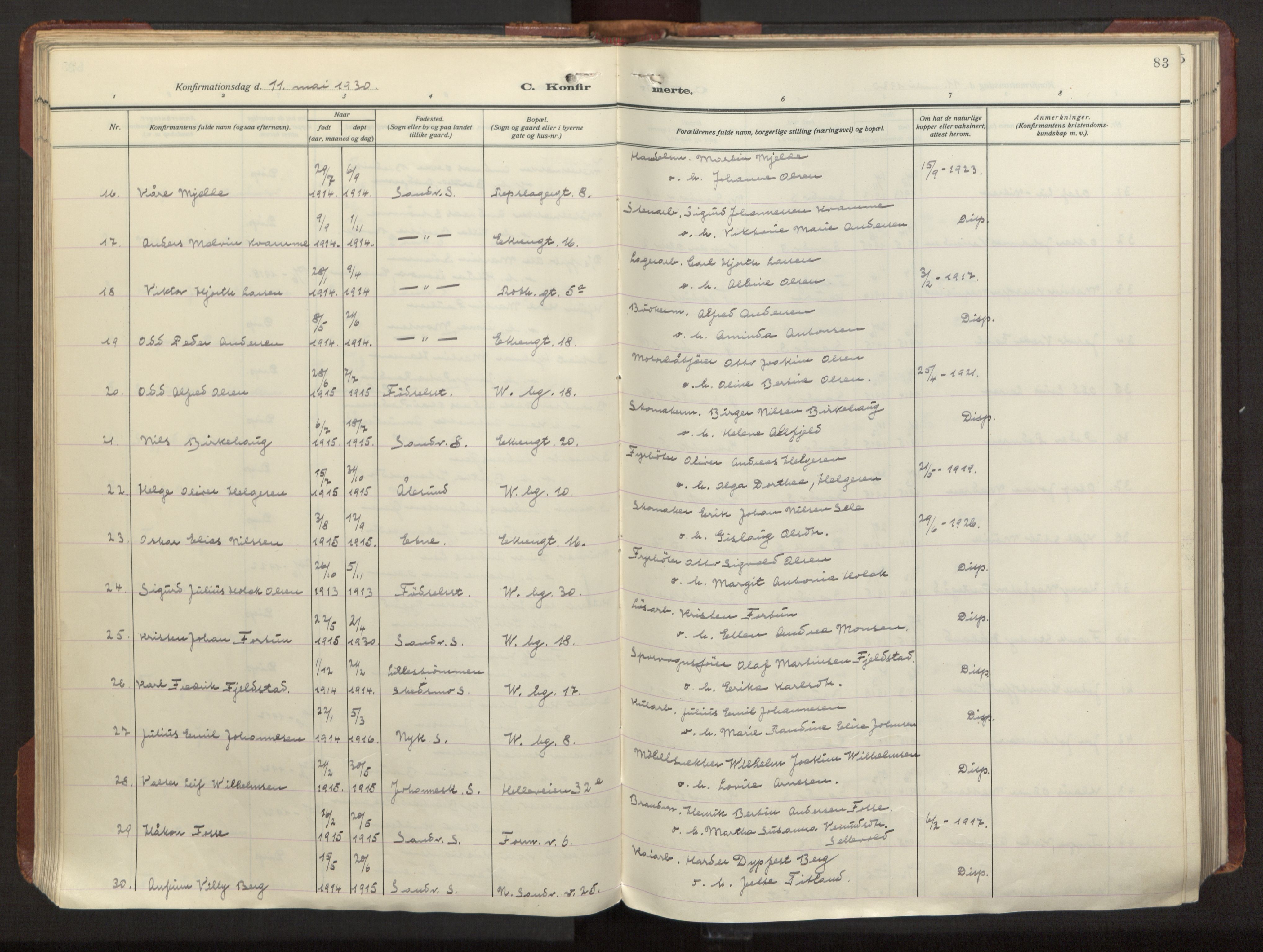 Sandviken Sokneprestembete, AV/SAB-A-77601/H/Ha/L0013: Parish register (official) no. C 4, 1926-1943, p. 83