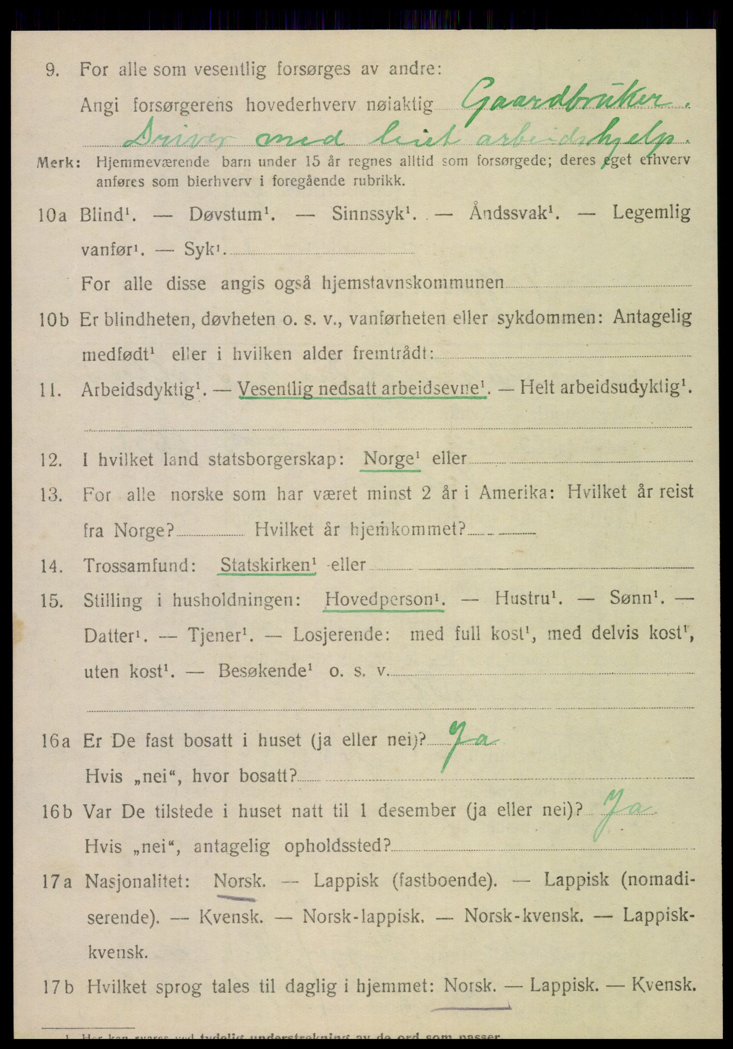 SAT, 1920 census for Velfjord, 1920, p. 3502