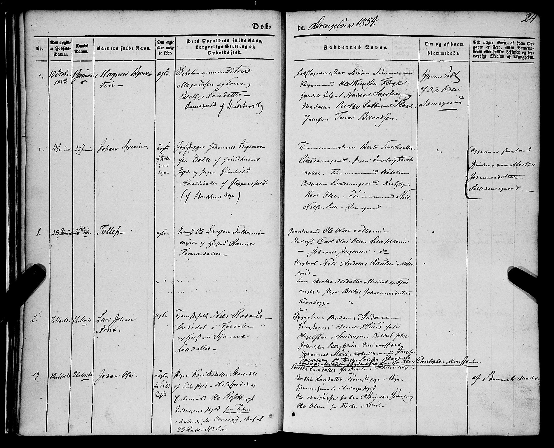 St. Jørgens hospital og Årstad sokneprestembete, SAB/A-99934: Parish register (official) no. A 4, 1844-1863, p. 24