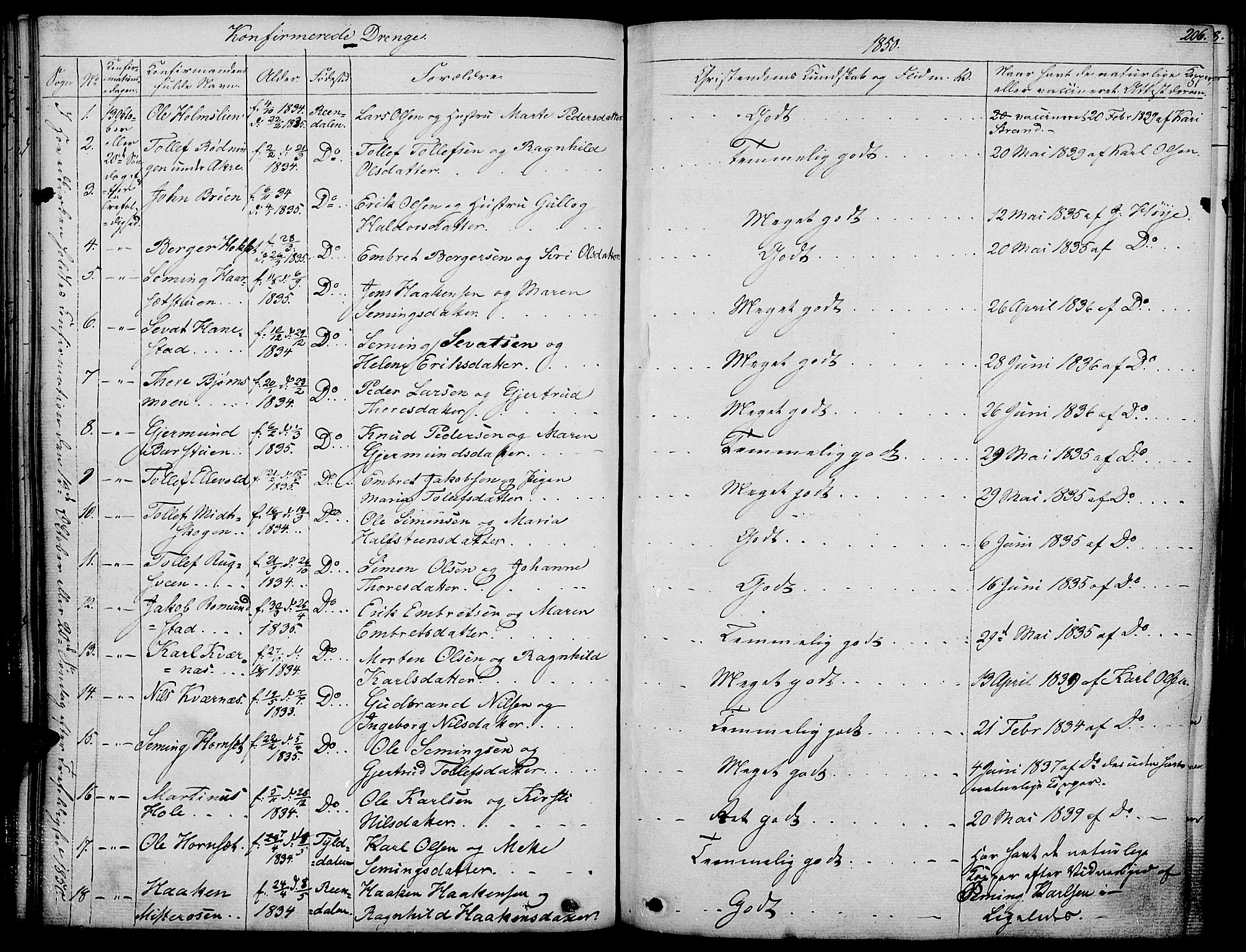 Rendalen prestekontor, SAH/PREST-054/H/Ha/Haa/L0004: Parish register (official) no. 4, 1829-1852, p. 206