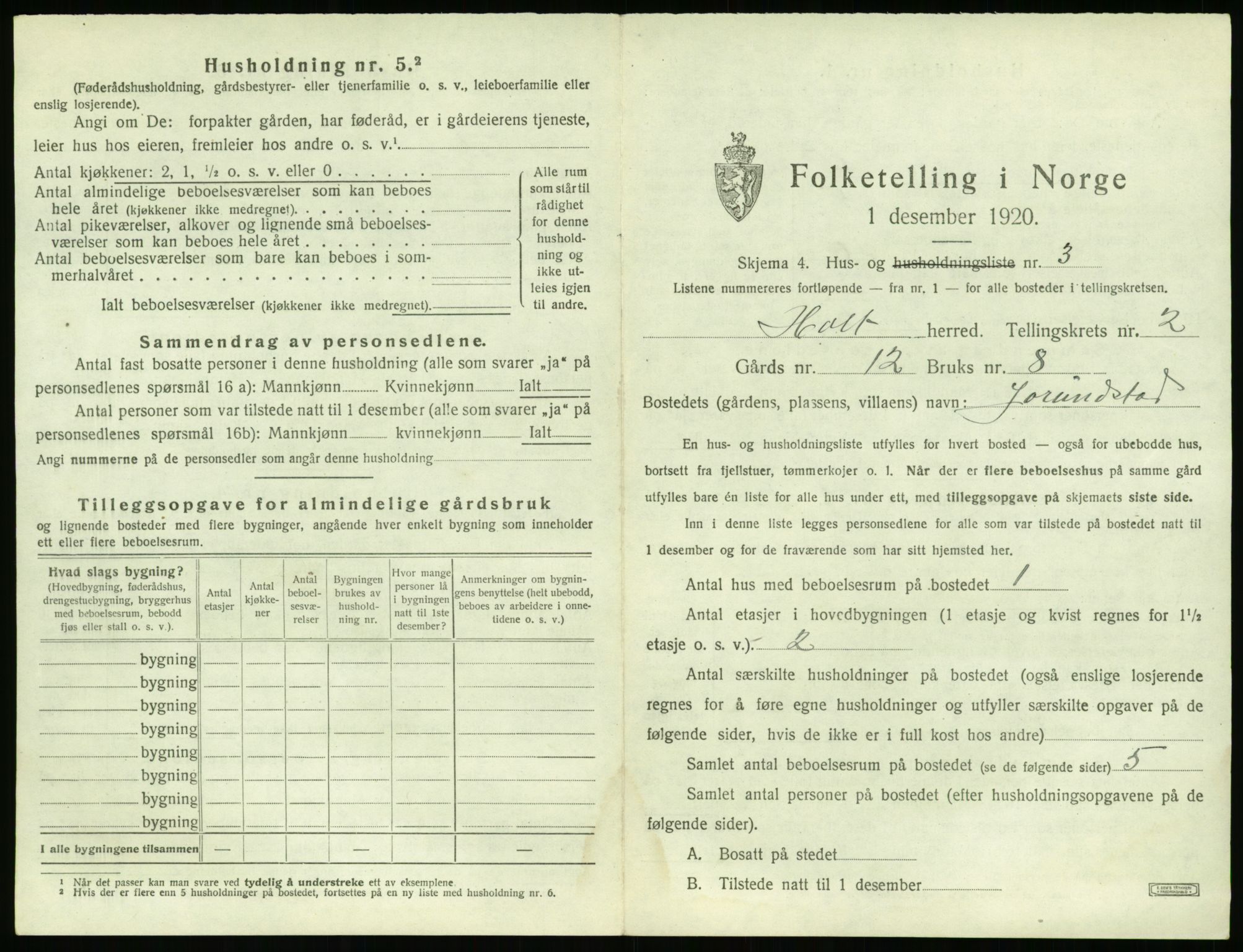 SAK, 1920 census for Holt, 1920, p. 166