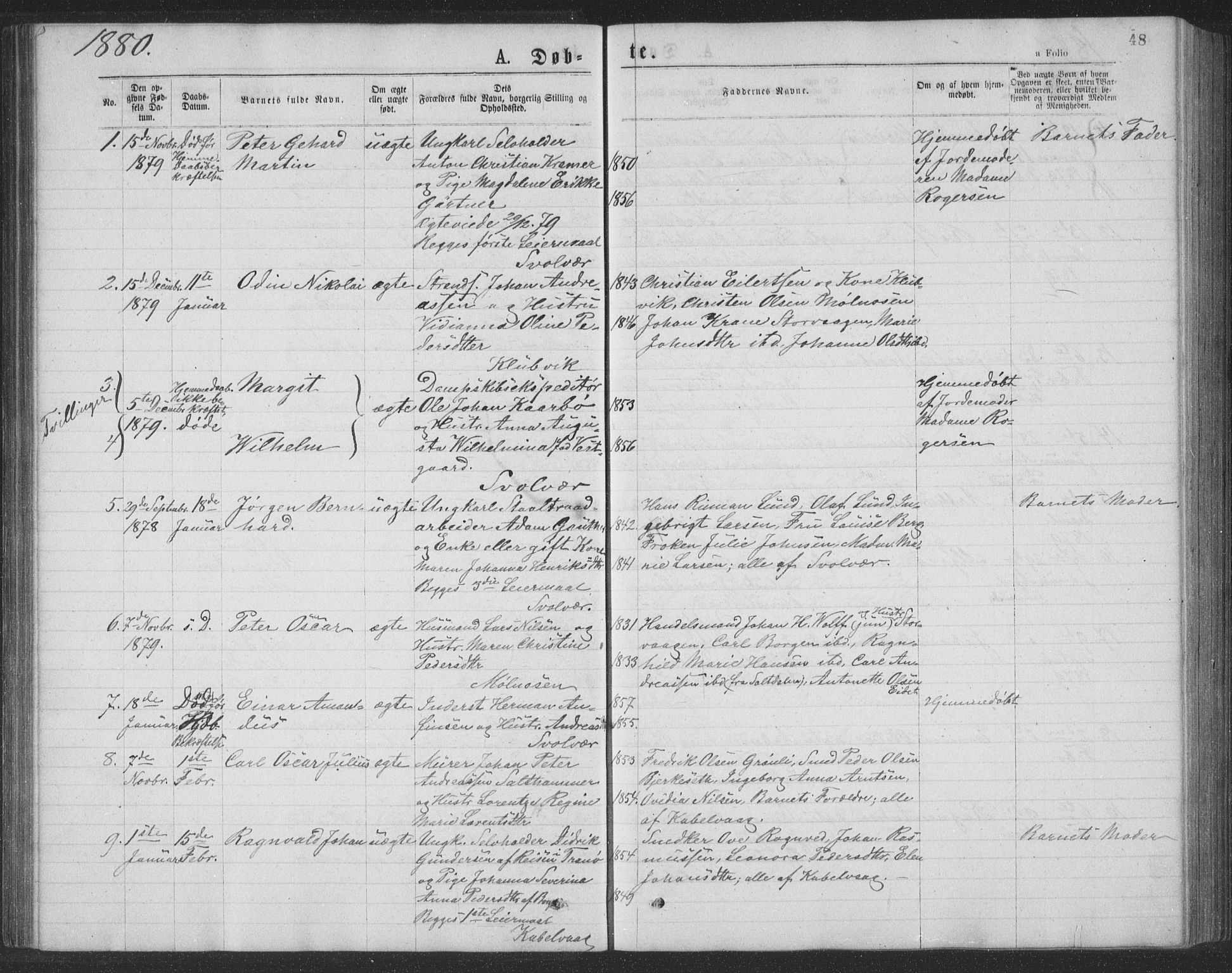 Ministerialprotokoller, klokkerbøker og fødselsregistre - Nordland, AV/SAT-A-1459/874/L1075: Parish register (copy) no. 874C04, 1876-1883, p. 48