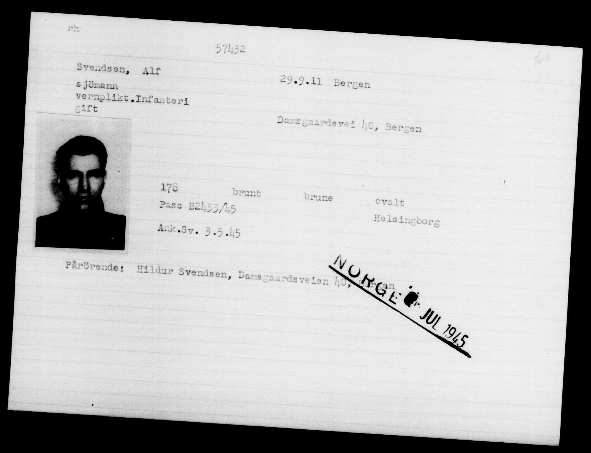 Utenriksstasjonene, Legasjonen i Stockholm, Flyktningkontoret, AV/RA-S-6753/V/Va/L0020: Kjesäterkartoteket, flyktninger med registreringsnr. 55000-58245, 1940-1945, p. 2431