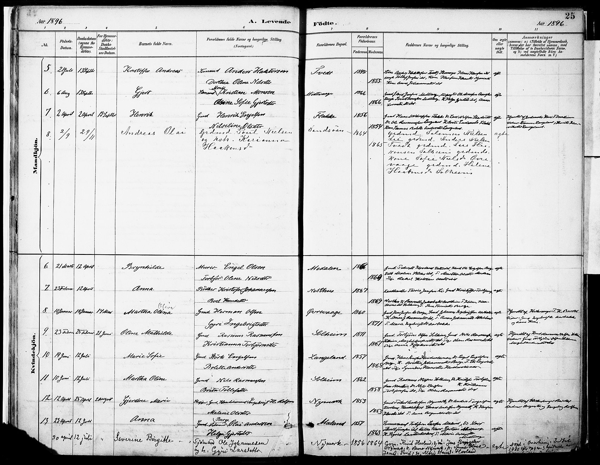 Tysnes sokneprestembete, AV/SAB-A-78601/H/Haa: Parish register (official) no. C 1, 1887-1912, p. 25