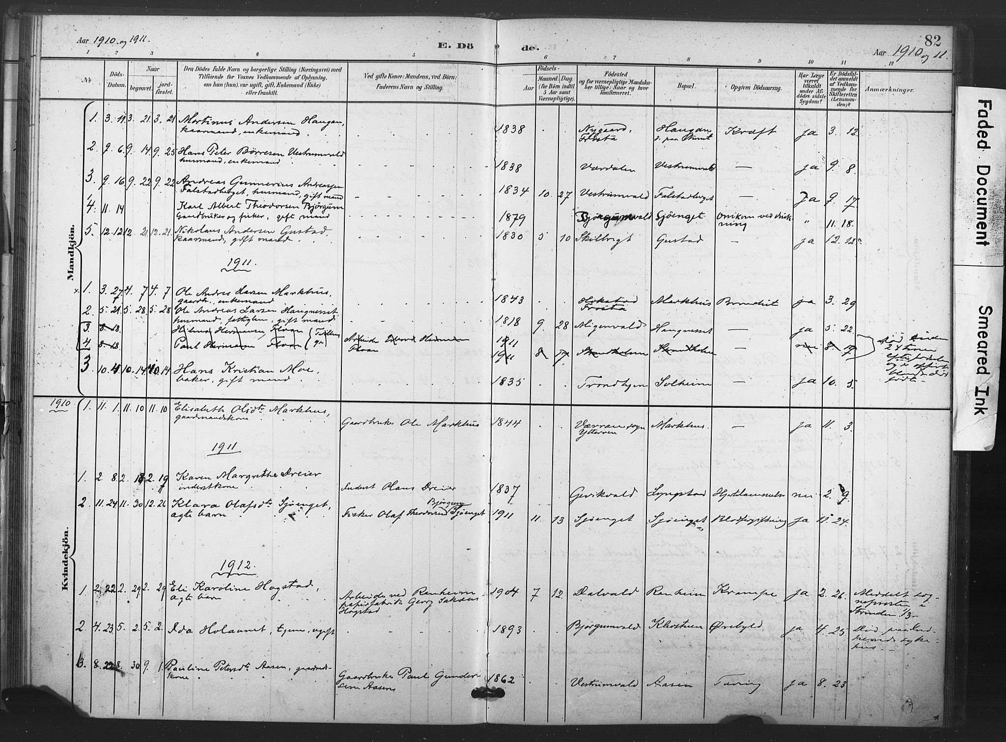 Ministerialprotokoller, klokkerbøker og fødselsregistre - Nord-Trøndelag, SAT/A-1458/719/L0179: Parish register (official) no. 719A02, 1901-1923, p. 82