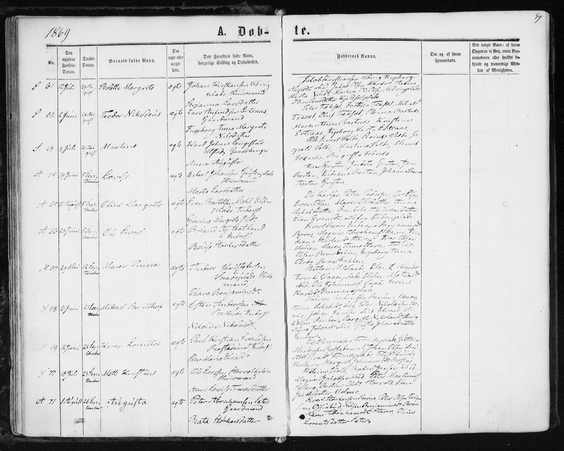 Ministerialprotokoller, klokkerbøker og fødselsregistre - Nord-Trøndelag, SAT/A-1458/741/L0394: Parish register (official) no. 741A08, 1864-1877, p. 49