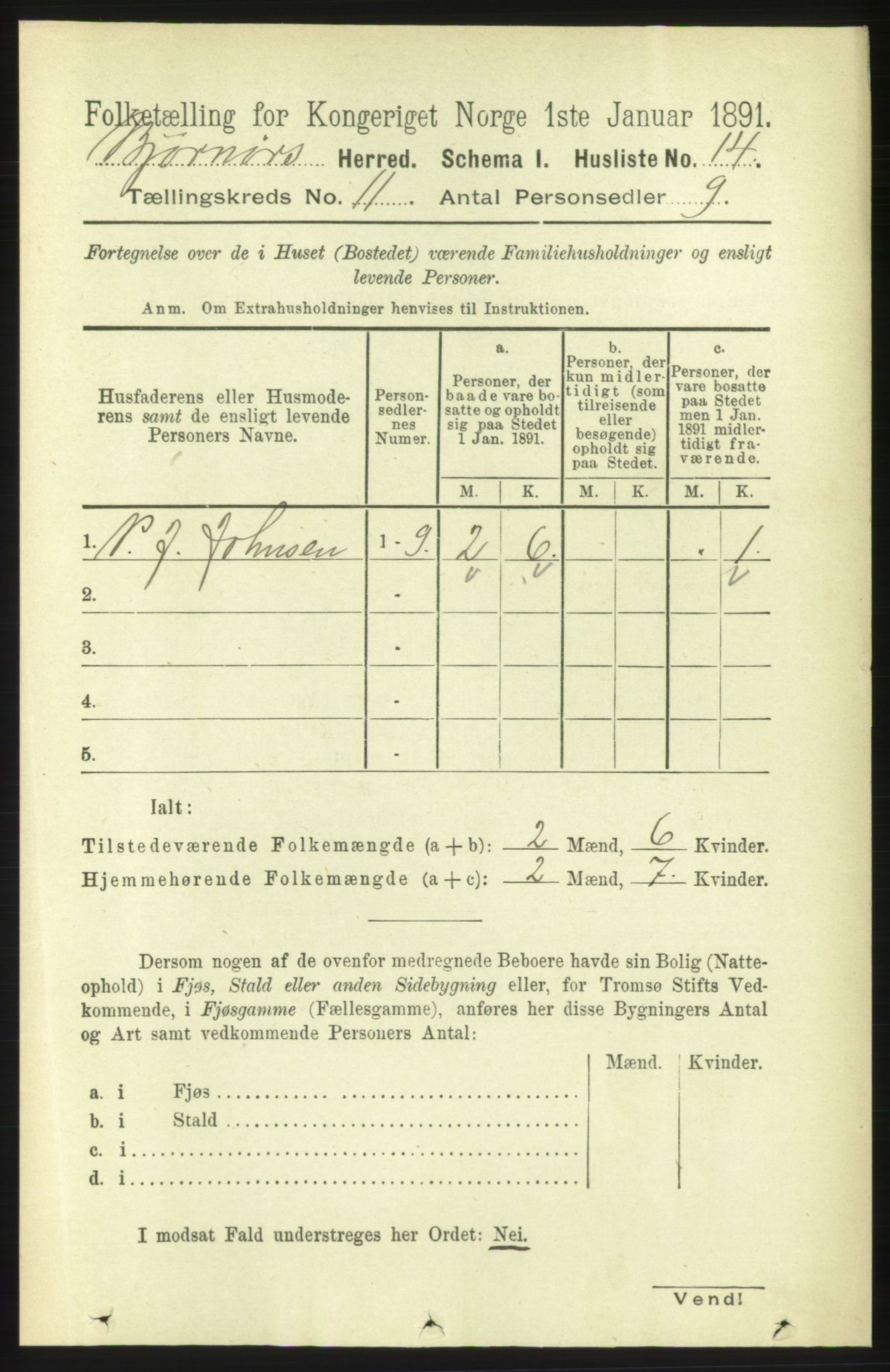 RA, 1891 census for 1632 Bjørnør, 1891, p. 4617