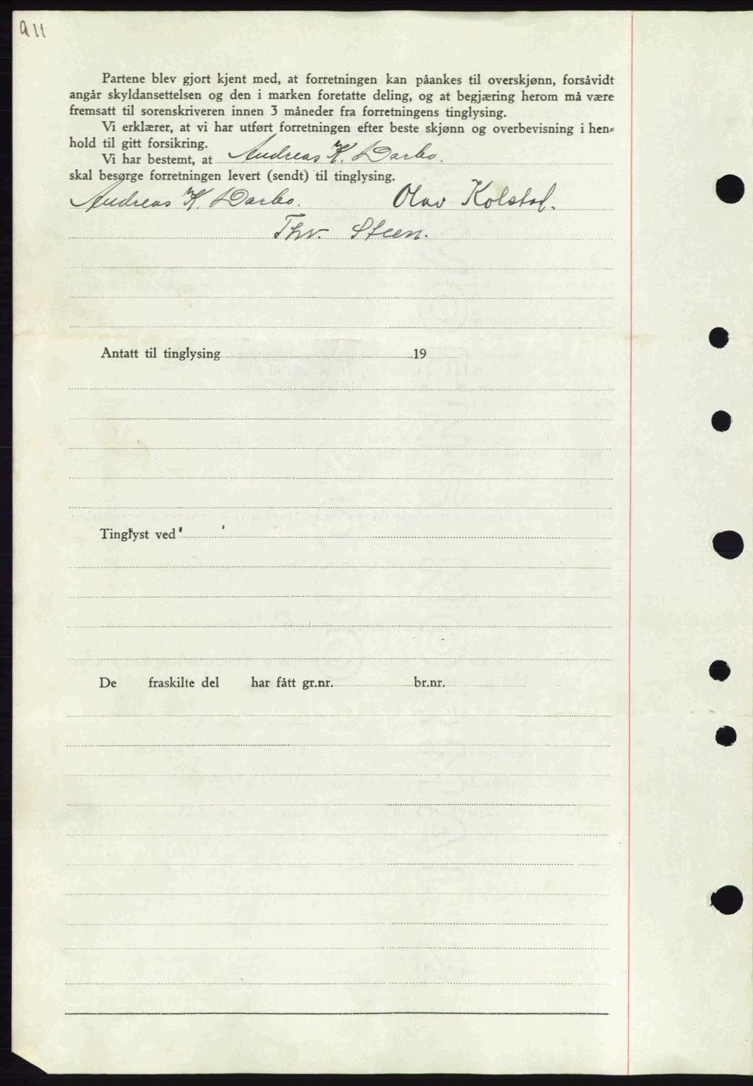 Eiker, Modum og Sigdal sorenskriveri, SAKO/A-123/G/Ga/Gab/L0041: Mortgage book no. A11, 1939-1940, Diary no: : 1076/1940