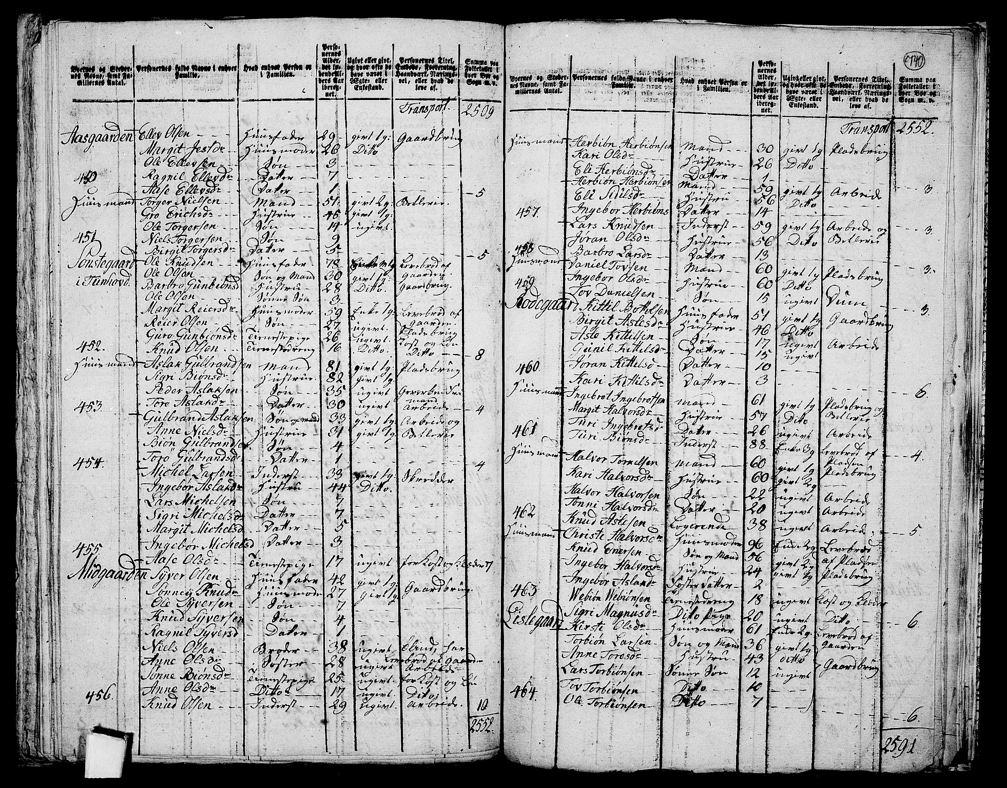 RA, 1801 census for 0632P Rollag, 1801, p. 739b-740a