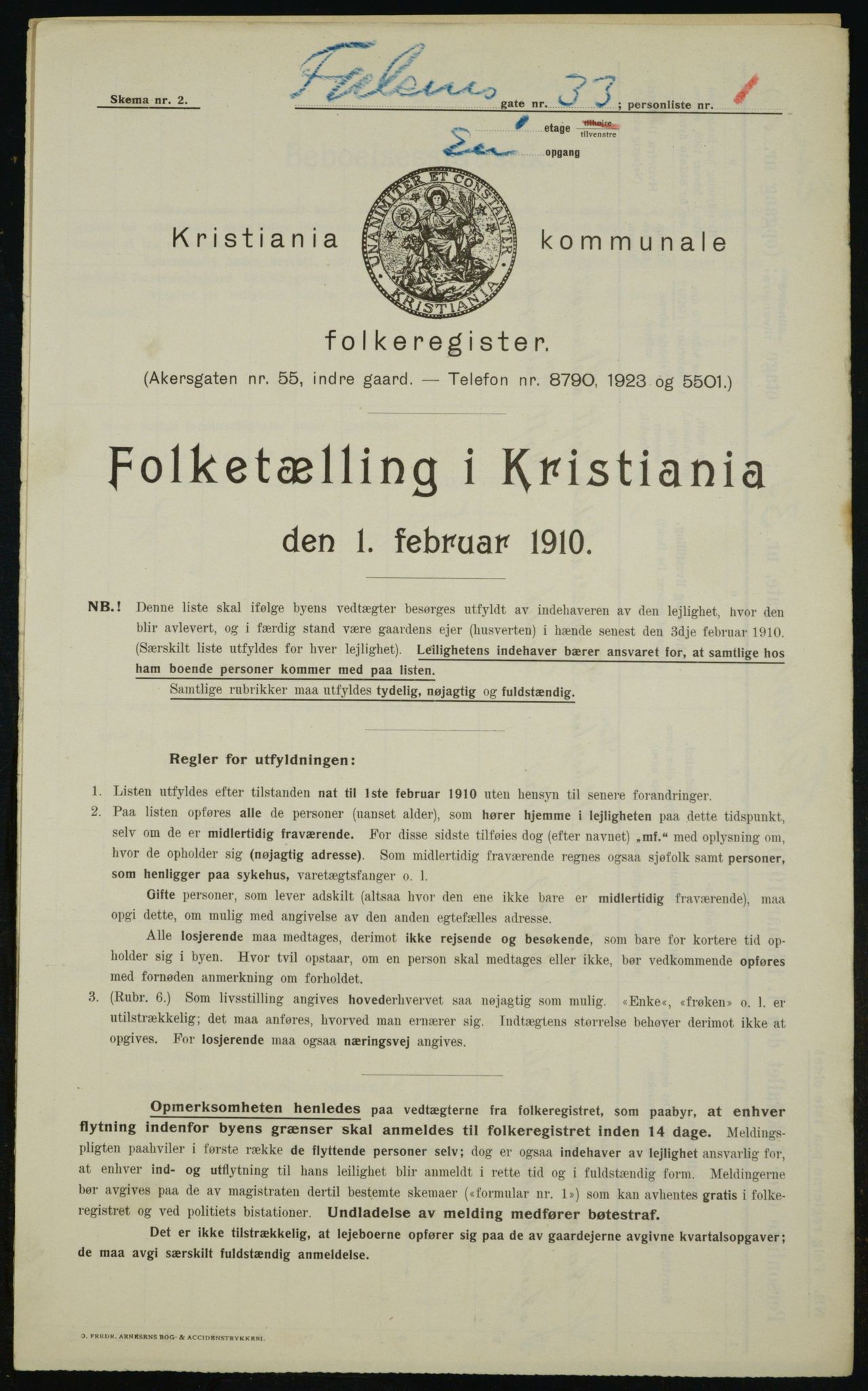 OBA, Municipal Census 1910 for Kristiania, 1910, p. 22174