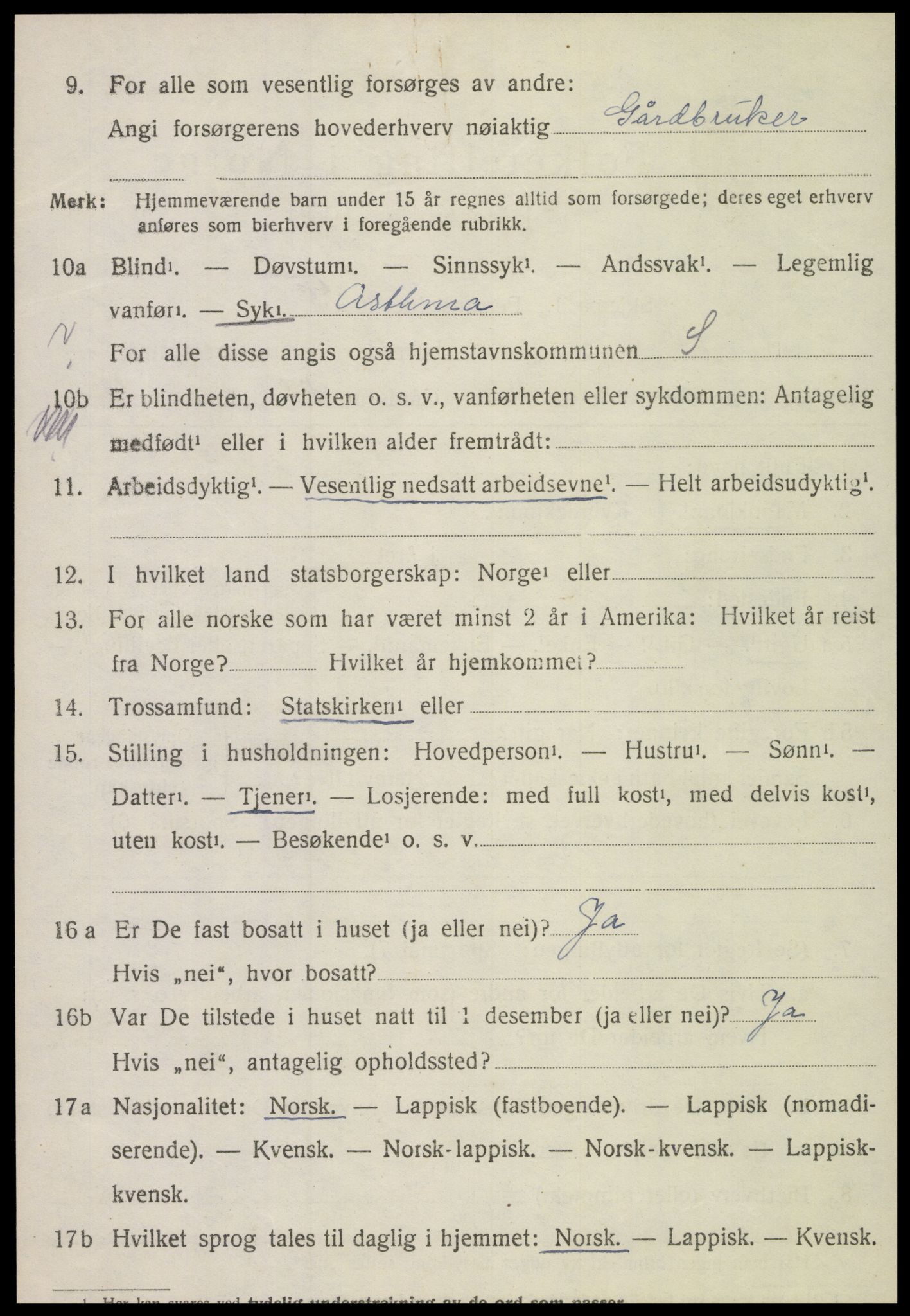 SAT, 1920 census for Stod, 1920, p. 1411