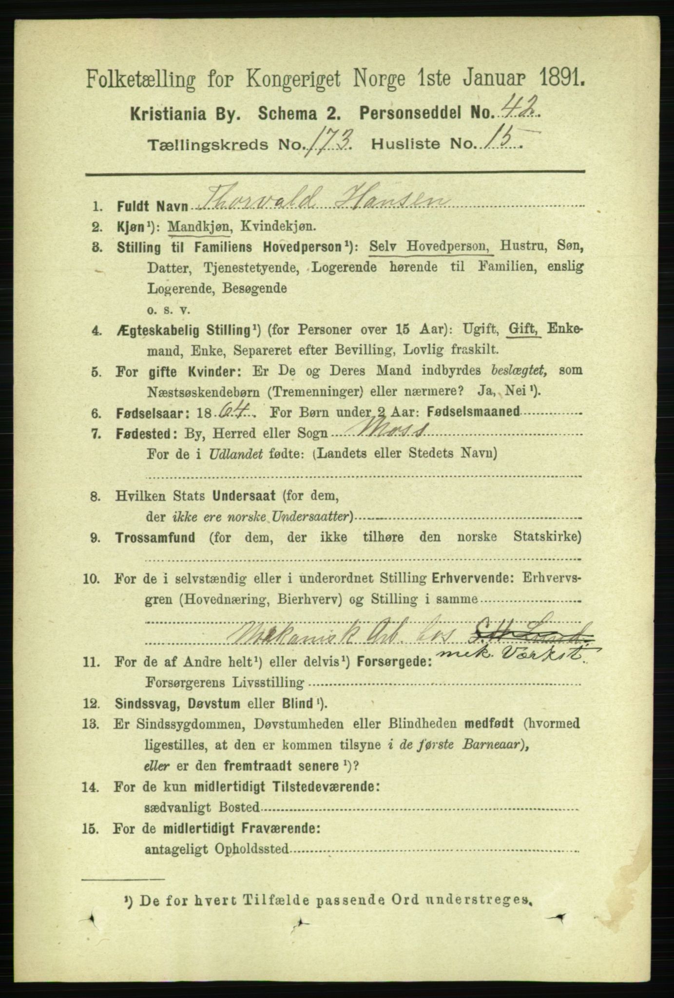 RA, 1891 census for 0301 Kristiania, 1891, p. 103616