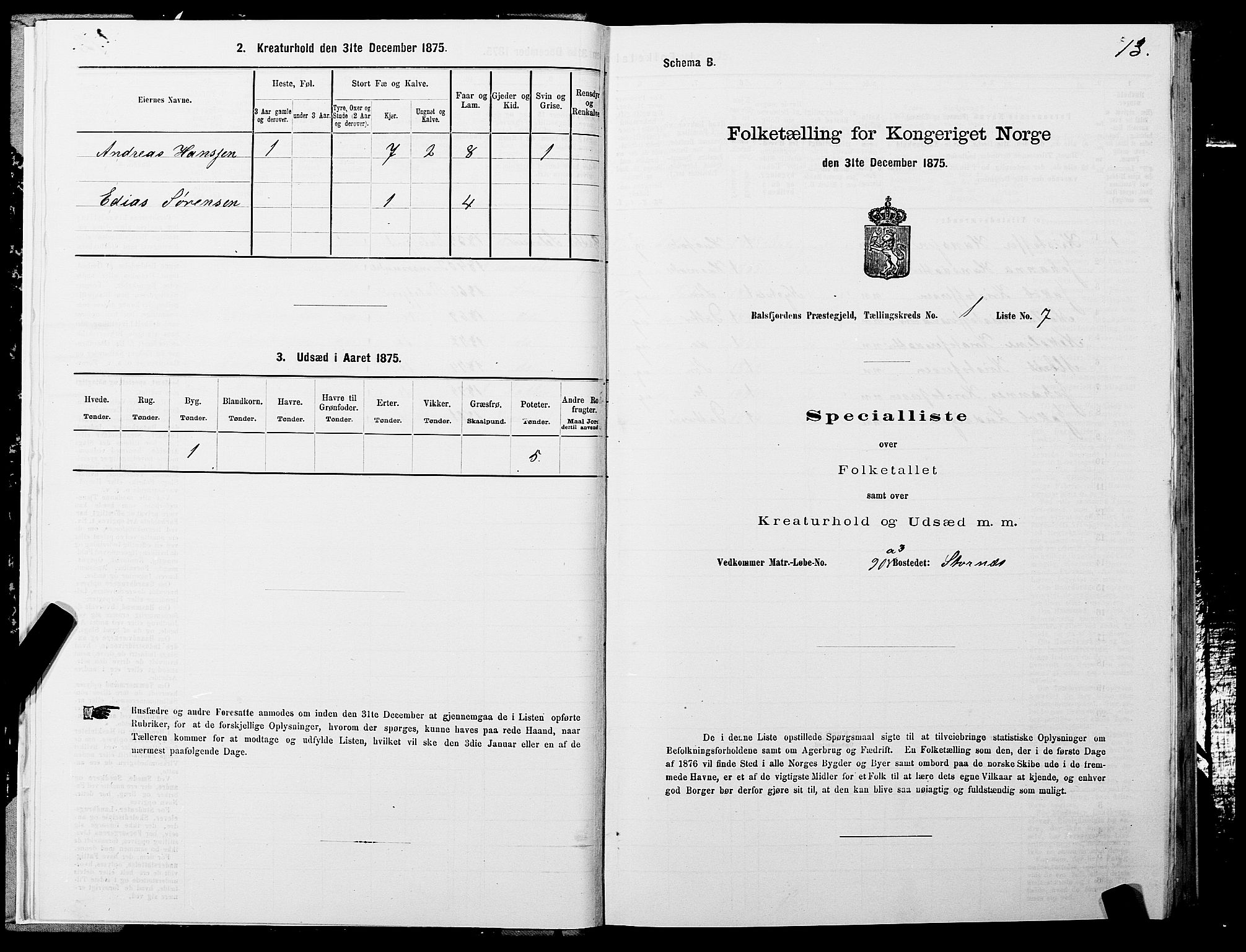 SATØ, 1875 census for 1933P Balsfjord, 1875, p. 1013