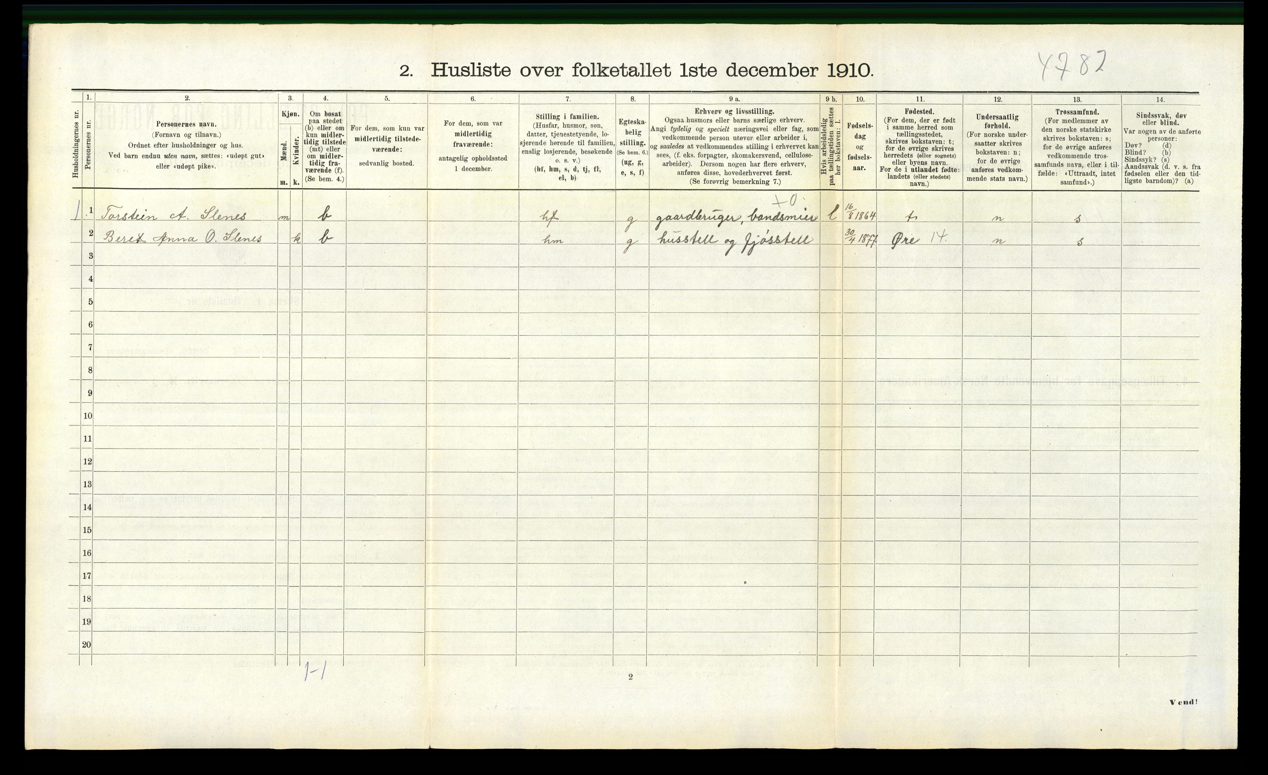 RA, 1910 census for Eresfjord og Vistdal, 1910, p. 580