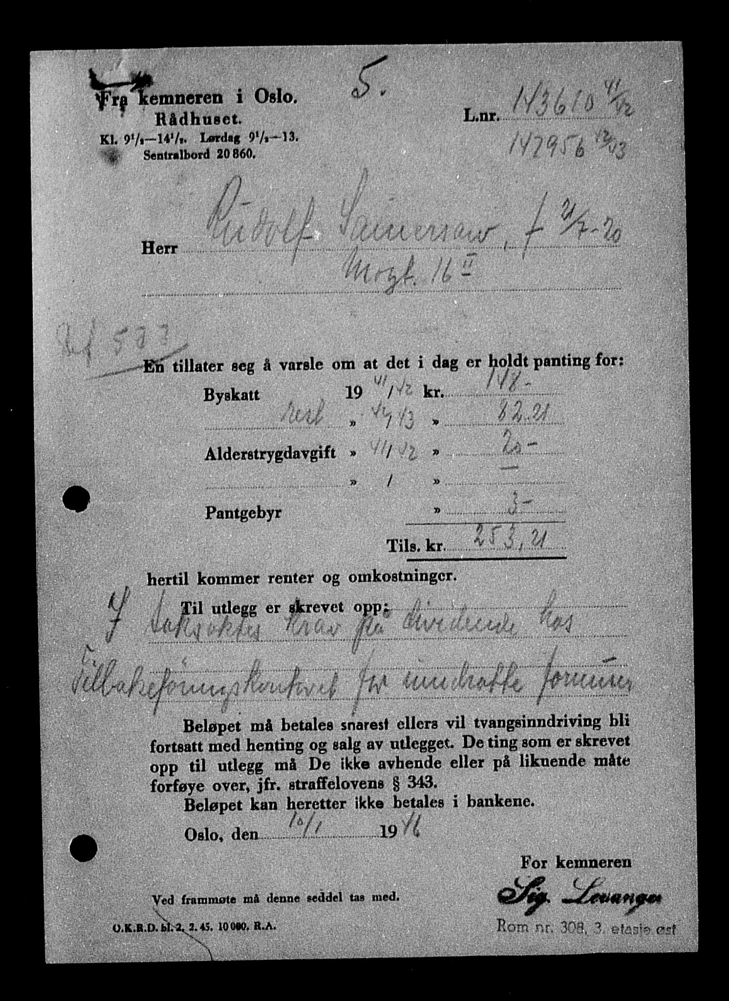 Justisdepartementet, Tilbakeføringskontoret for inndratte formuer, AV/RA-S-1564/H/Hc/Hcc/L0976: --, 1945-1947, p. 627