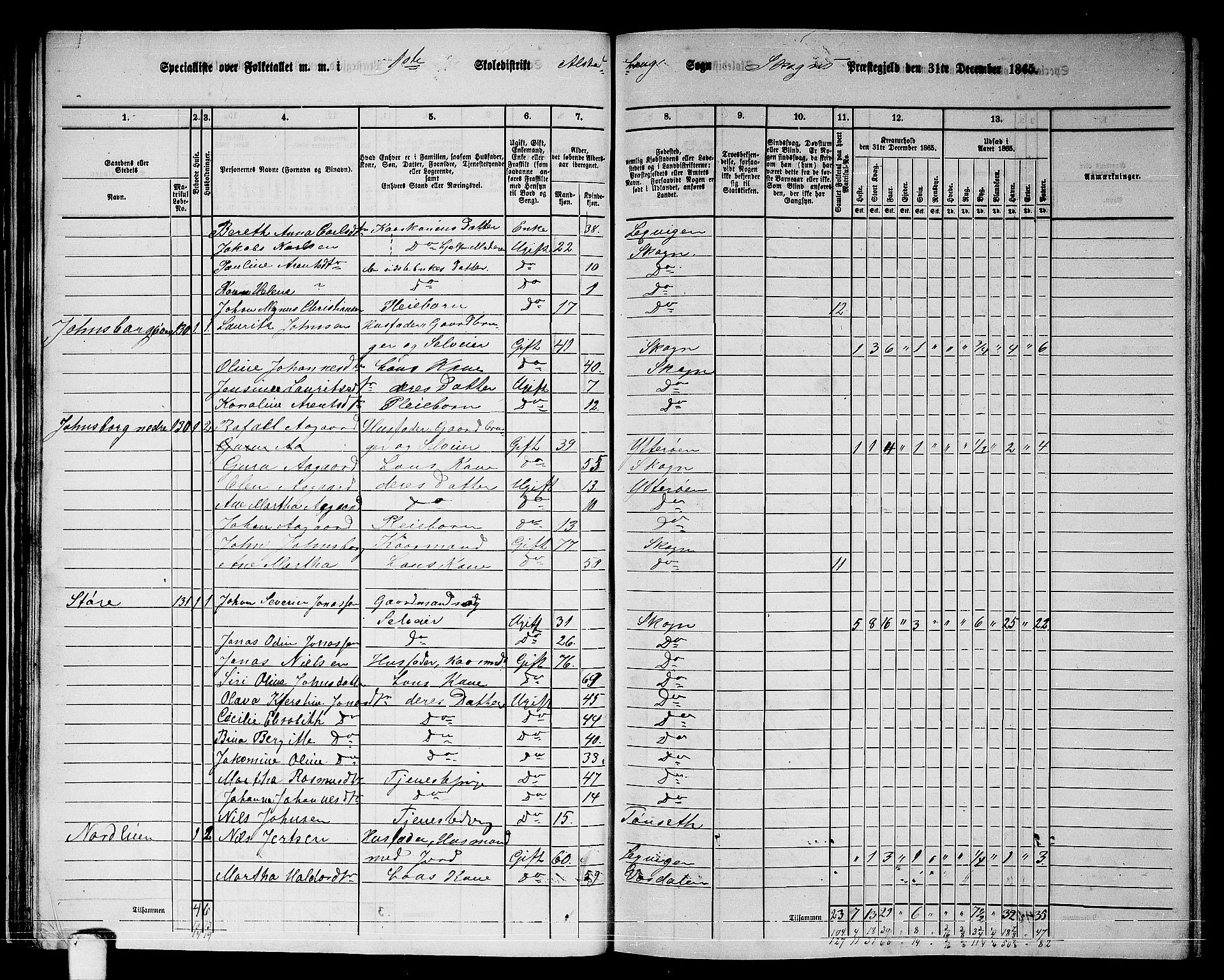 RA, 1865 census for Skogn, 1865, p. 44