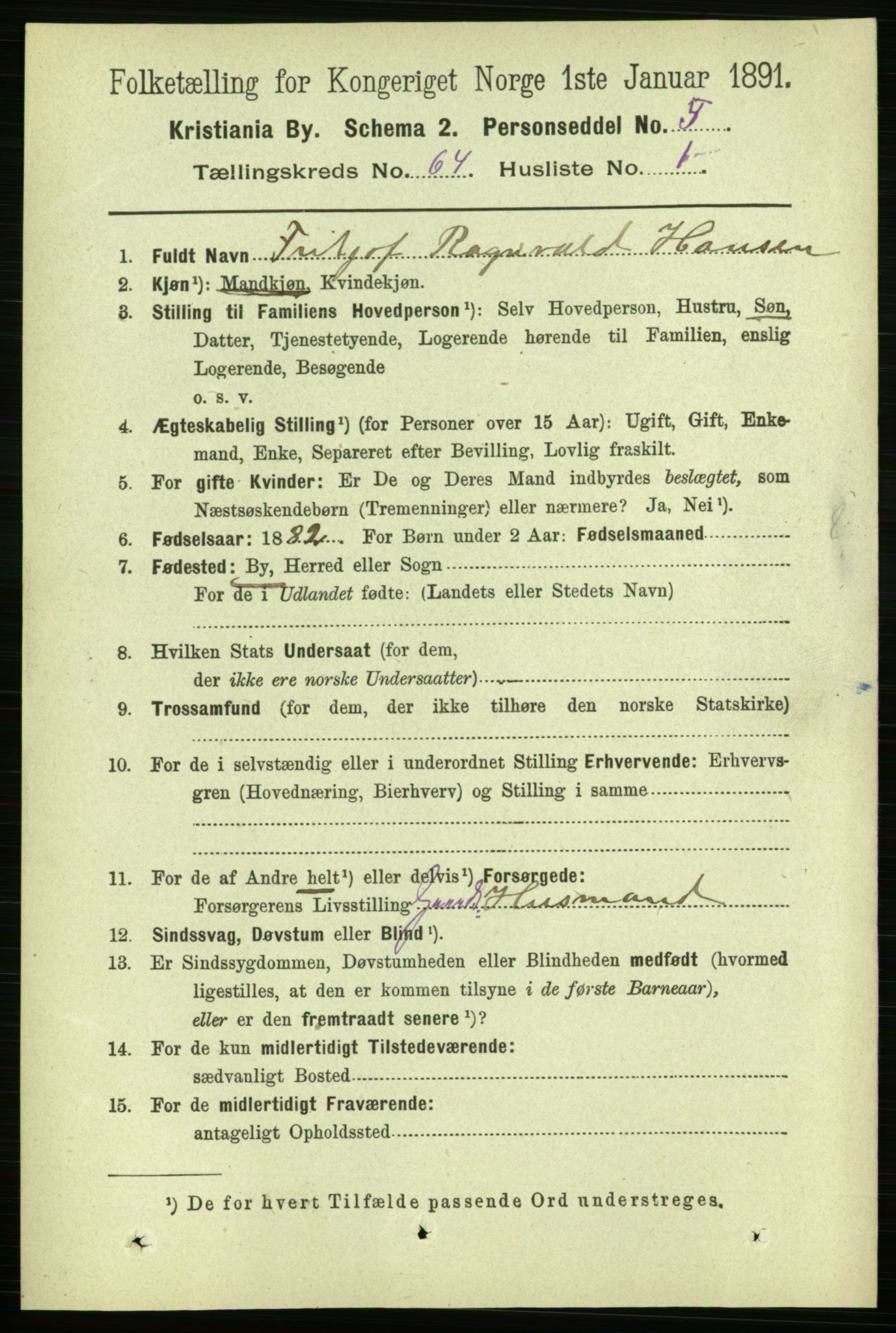 RA, 1891 census for 0301 Kristiania, 1891, p. 34405