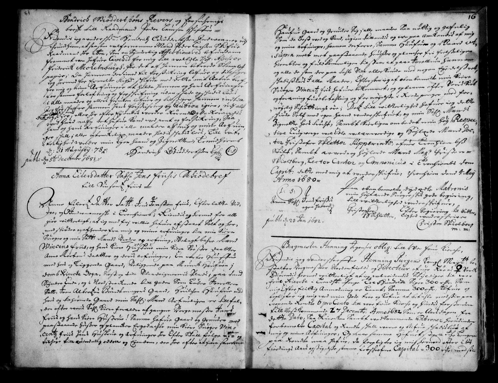 Trondheim byfogd, SAT/A-0003/1/2/2C/L0002: Mortgage book no. 2, 1680-1693, p. 16