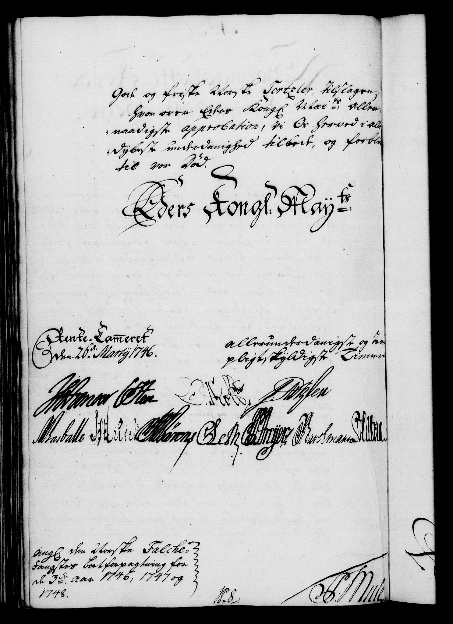 Rentekammeret, Kammerkanselliet, RA/EA-3111/G/Gf/Gfa/L0028: Norsk relasjons- og resolusjonsprotokoll (merket RK 52.28), 1745-1746, p. 738