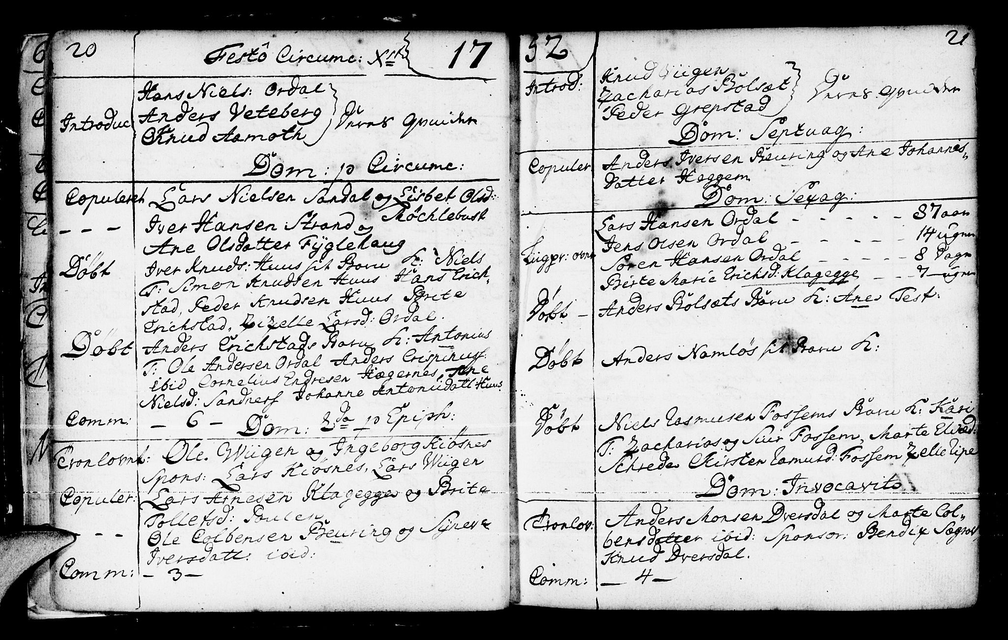 Jølster sokneprestembete, AV/SAB-A-80701/H/Haa/Haaa/L0004: Parish register (official) no. A 4, 1749-1789, p. 20-21