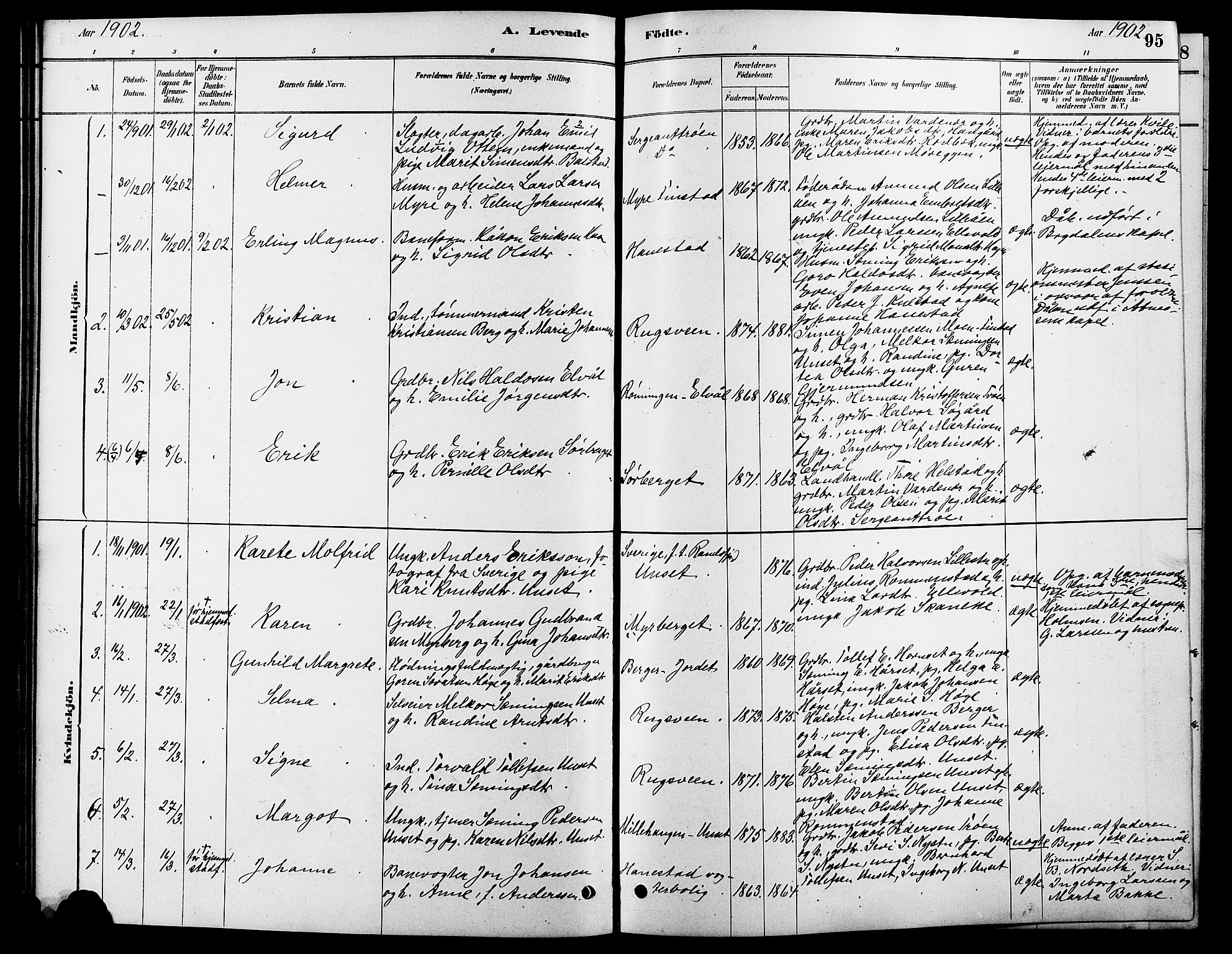 Rendalen prestekontor, SAH/PREST-054/H/Ha/Hab/L0003: Parish register (copy) no. 3, 1879-1904, p. 95