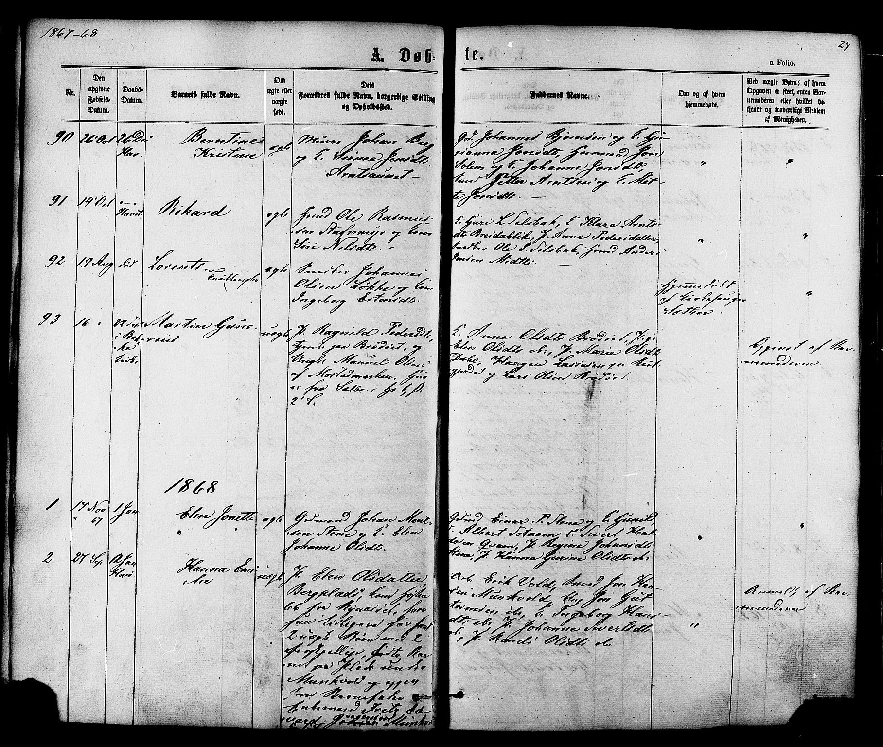 Ministerialprotokoller, klokkerbøker og fødselsregistre - Sør-Trøndelag, SAT/A-1456/606/L0293: Parish register (official) no. 606A08, 1866-1877, p. 24
