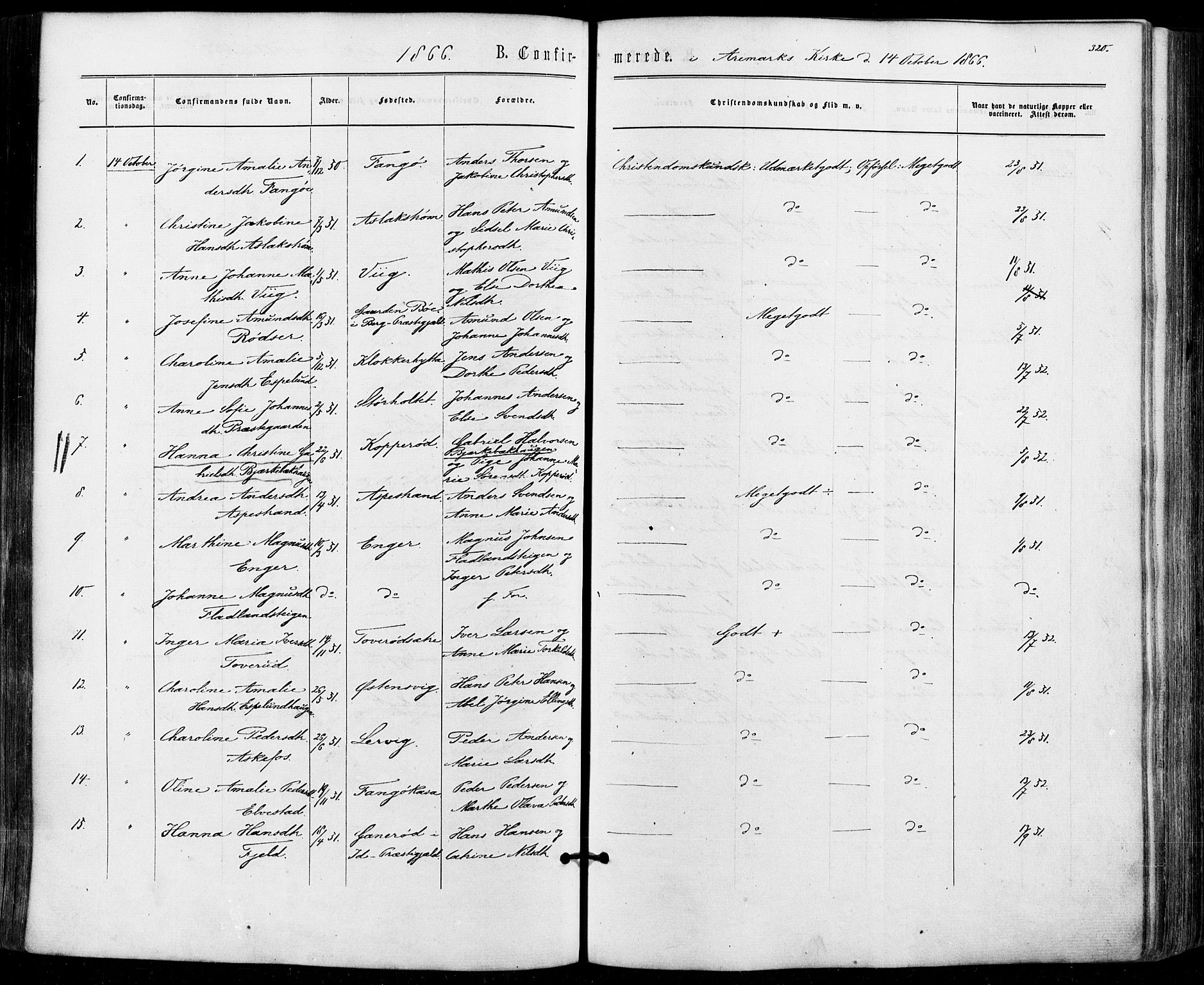 Aremark prestekontor Kirkebøker, SAO/A-10899/F/Fc/L0004: Parish register (official) no. III 4, 1866-1877, p. 319-320