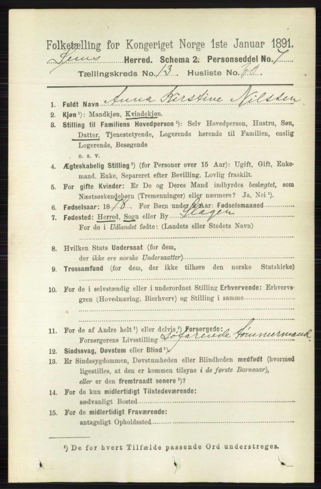 RA, 1891 census for 0721 Sem, 1891, p. 6643