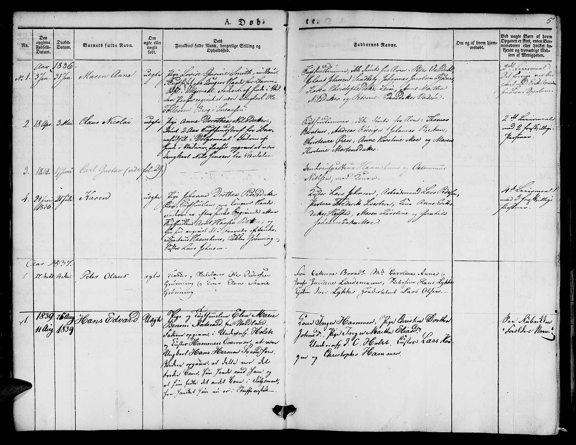 Ministerialprotokoller, klokkerbøker og fødselsregistre - Sør-Trøndelag, AV/SAT-A-1456/623/L0468: Parish register (official) no. 623A02, 1826-1867, p. 5