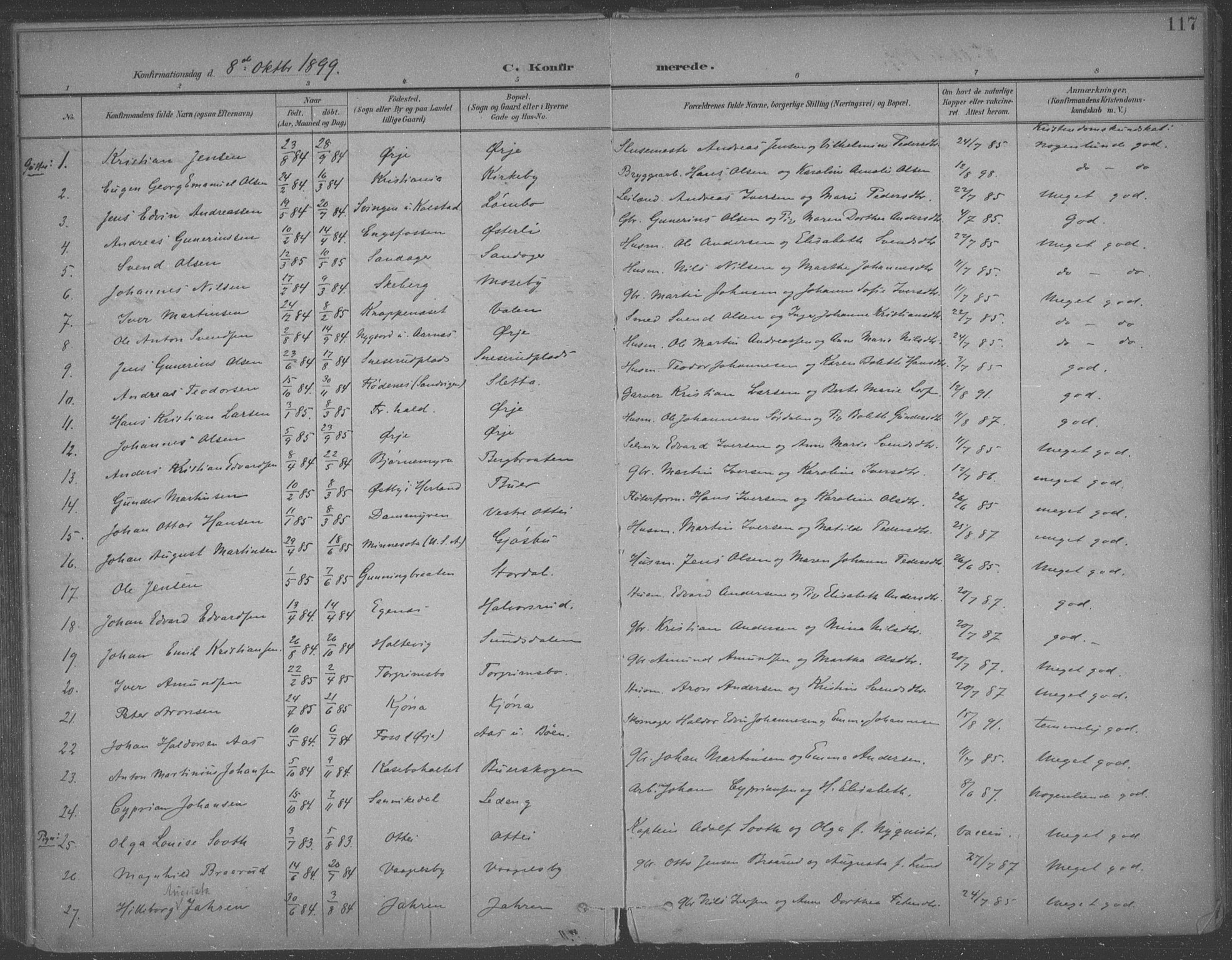 Aremark prestekontor Kirkebøker, AV/SAO-A-10899/F/Fb/L0005: Parish register (official) no. II 5, 1895-1919, p. 117