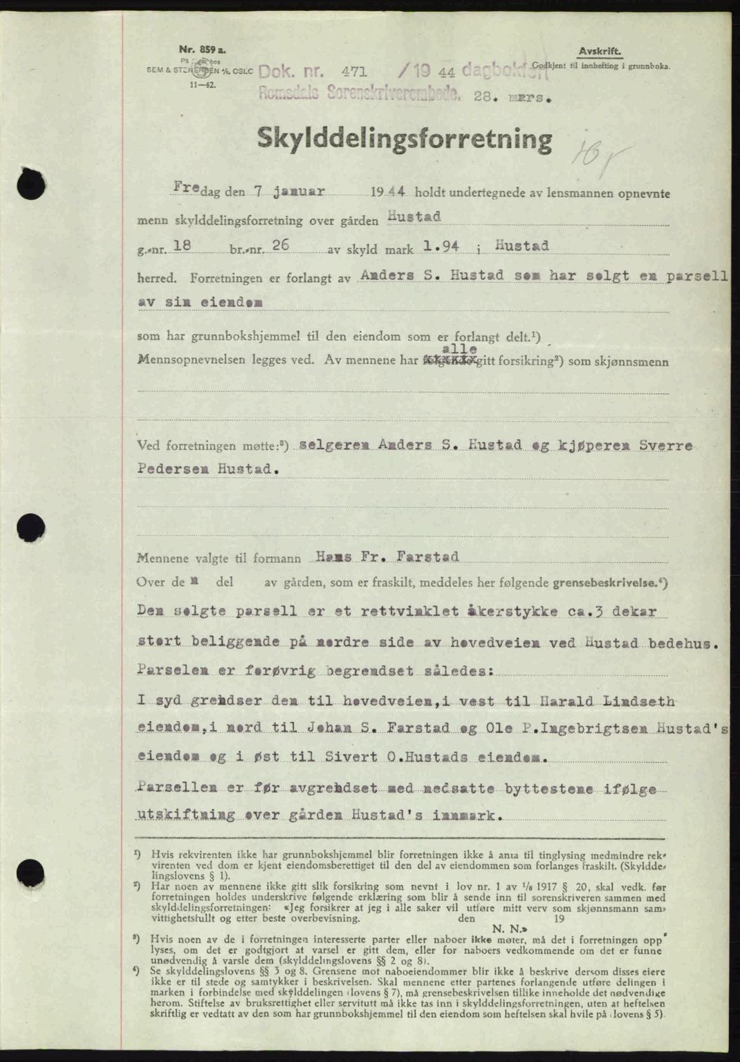 Romsdal sorenskriveri, SAT/A-4149/1/2/2C: Mortgage book no. A16, 1944-1944, Diary no: : 471/1944