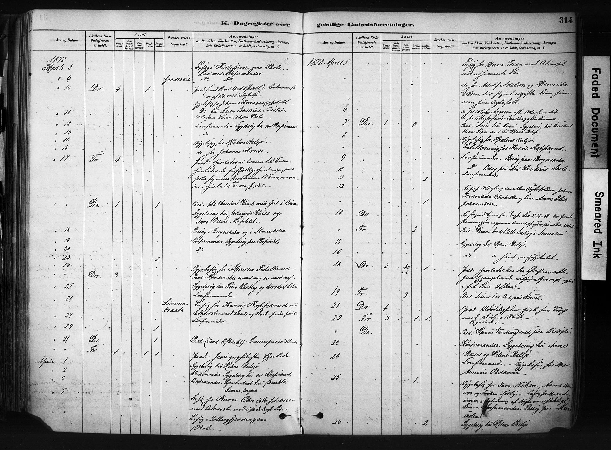 Drøbak prestekontor Kirkebøker, AV/SAO-A-10142a/F/Fb/L0001: Parish register (official) no. II 1, 1878-1891, p. 314