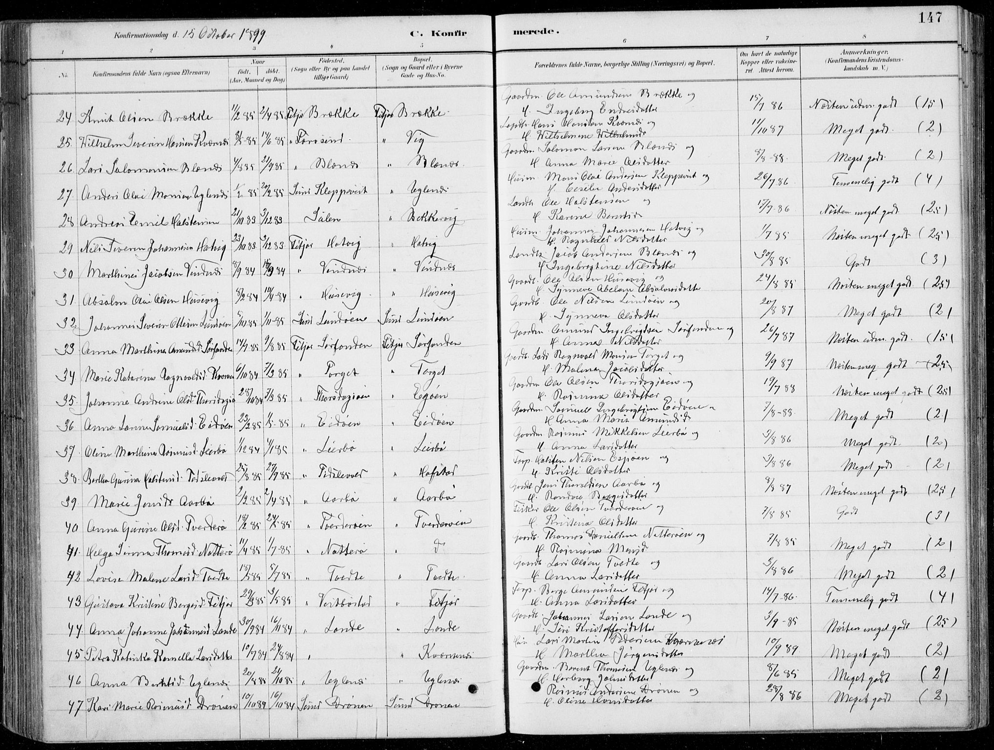 Fitjar sokneprestembete, SAB/A-99926: Parish register (copy) no. A 2, 1887-1906, p. 147