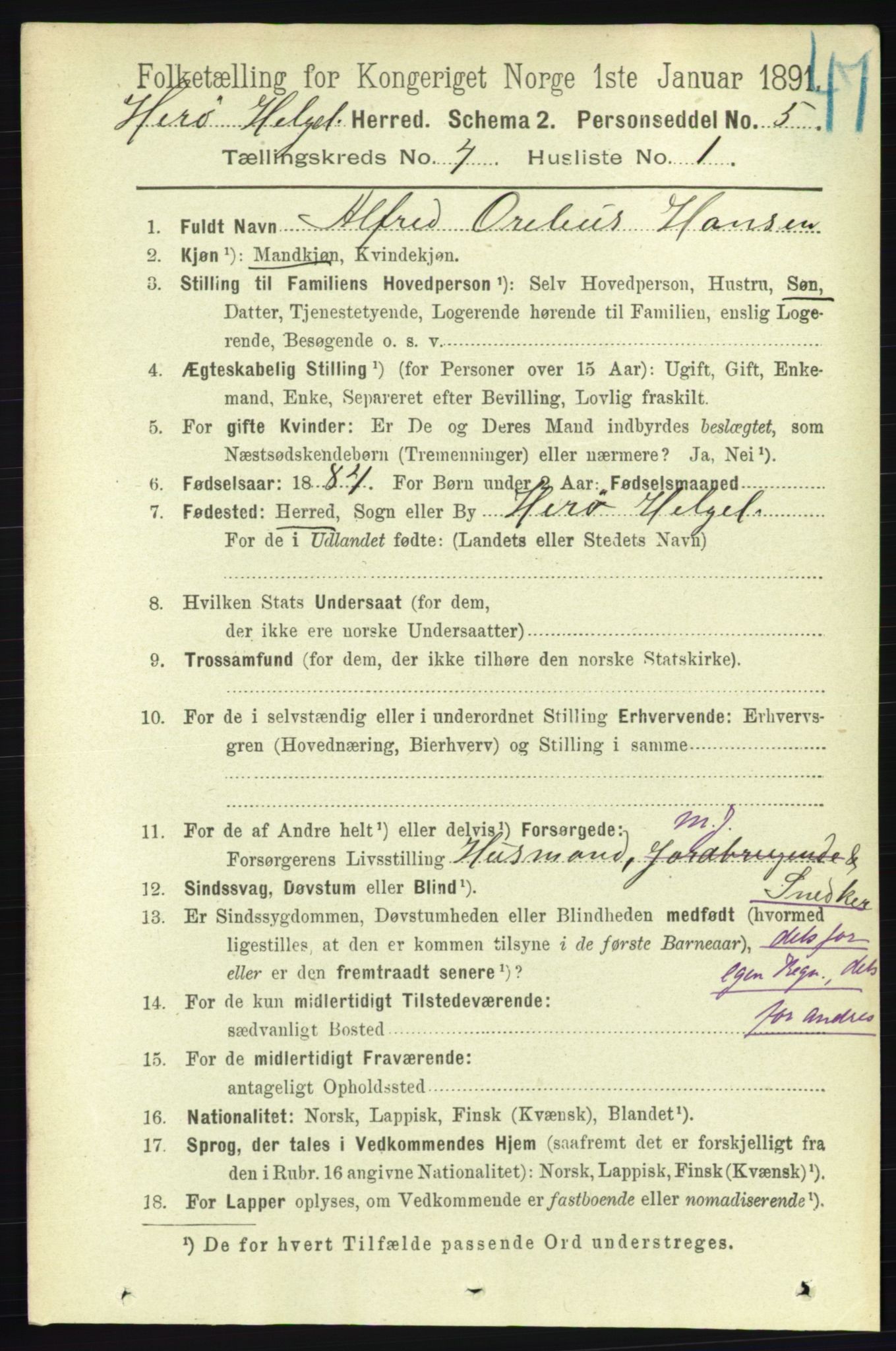 RA, 1891 census for 1818 Herøy, 1891, p. 926