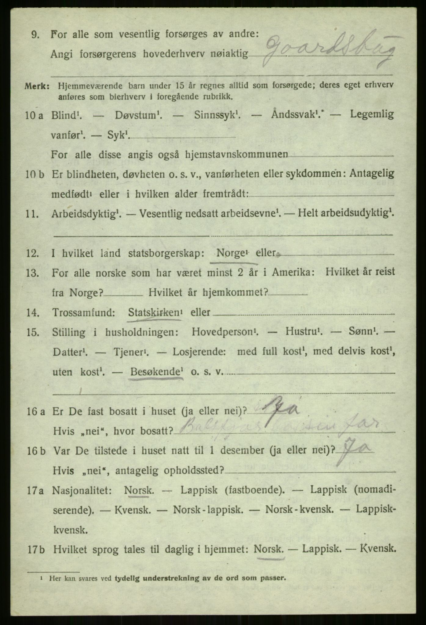 SATØ, 1920 census for Balsfjord, 1920, p. 3817